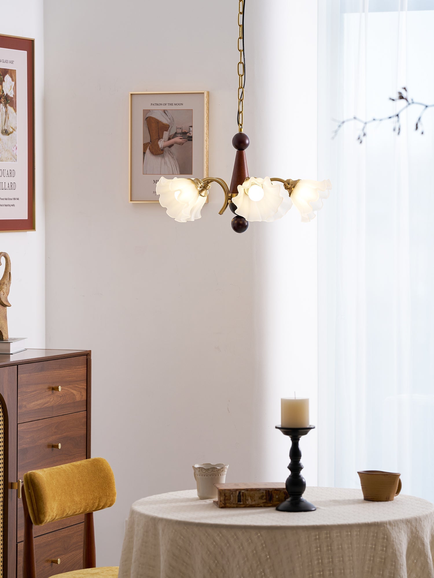 Ilvinan Traditional Elegance Wood Glass Chandelier - Letslighting