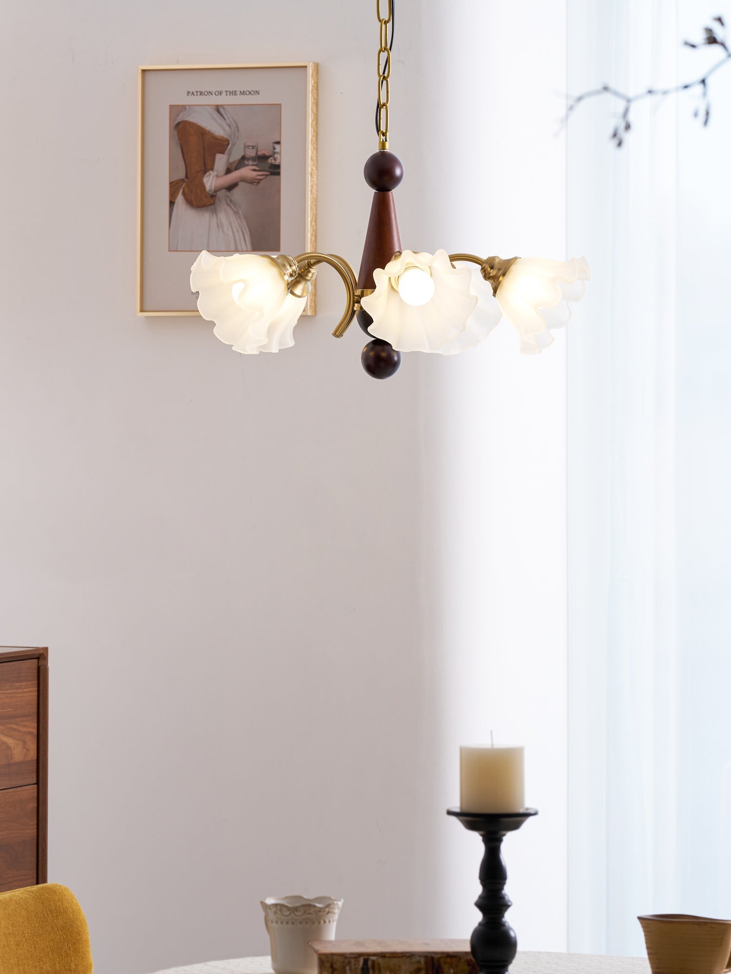 Ilvinan Traditional Elegance Wood Glass Chandelier - Letslighting