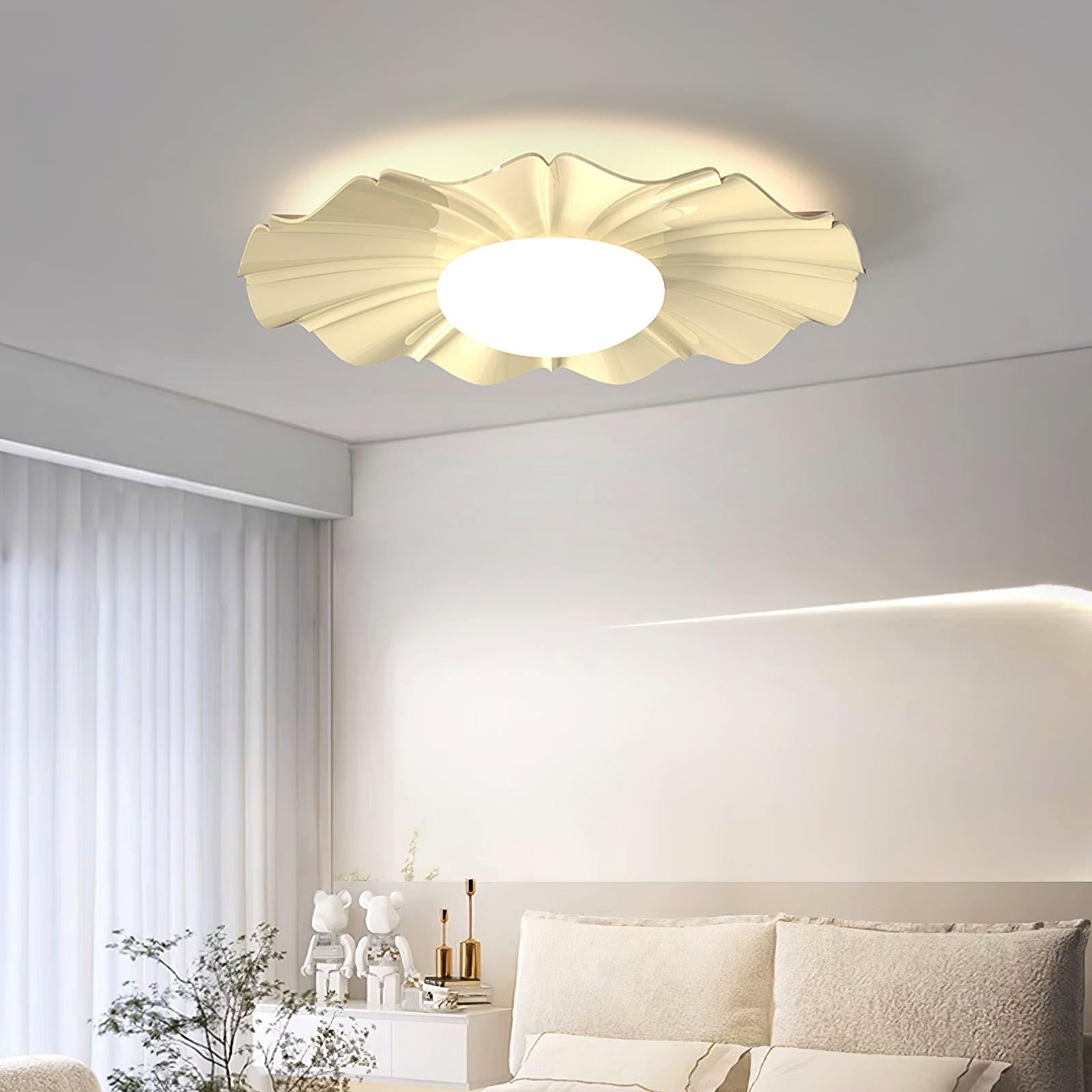Lustra Ceiling Light Gold LED Scalloped for Bedroom - Letslighting