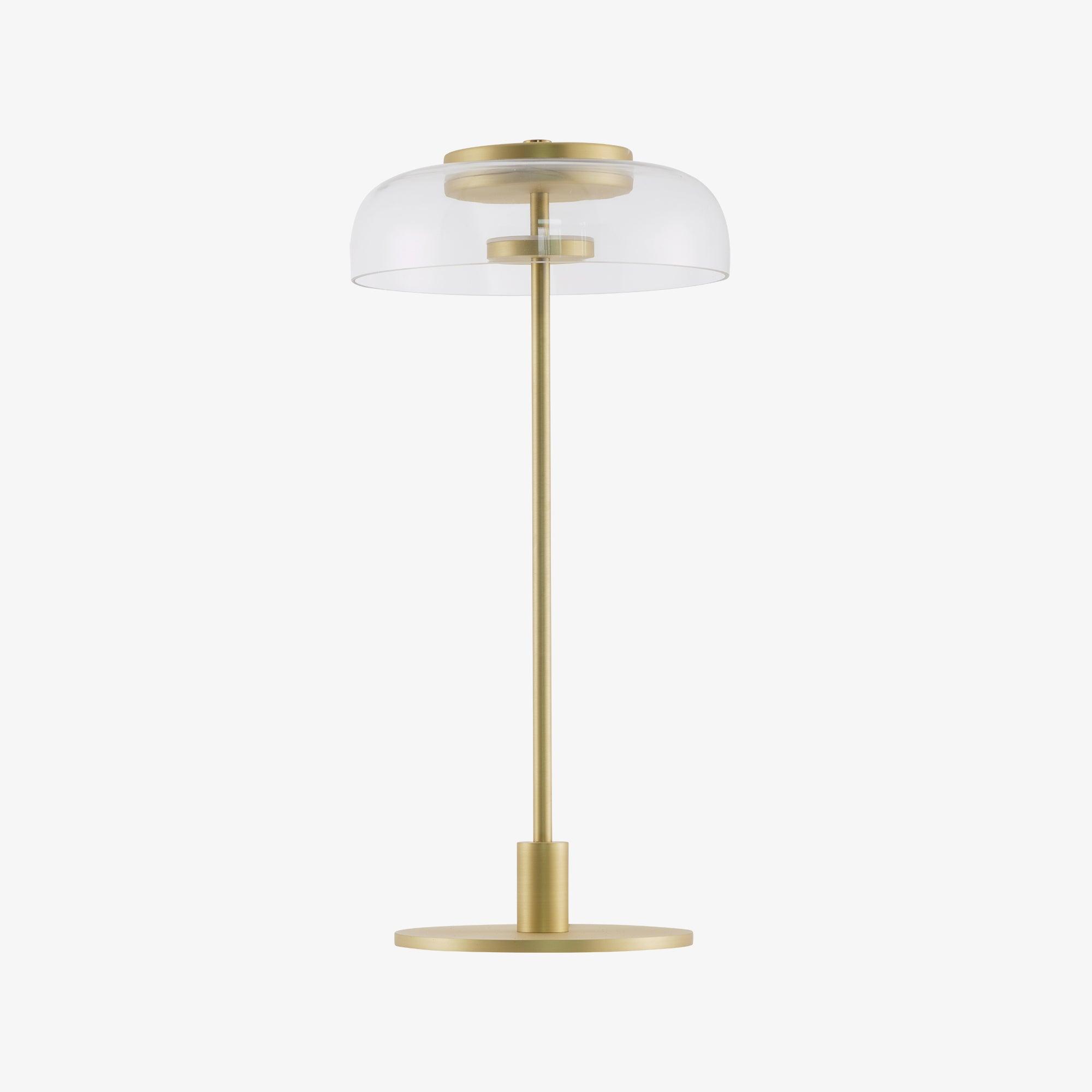 Solara Table Lamp Clear Glass Shade Wood Base - Letslighting