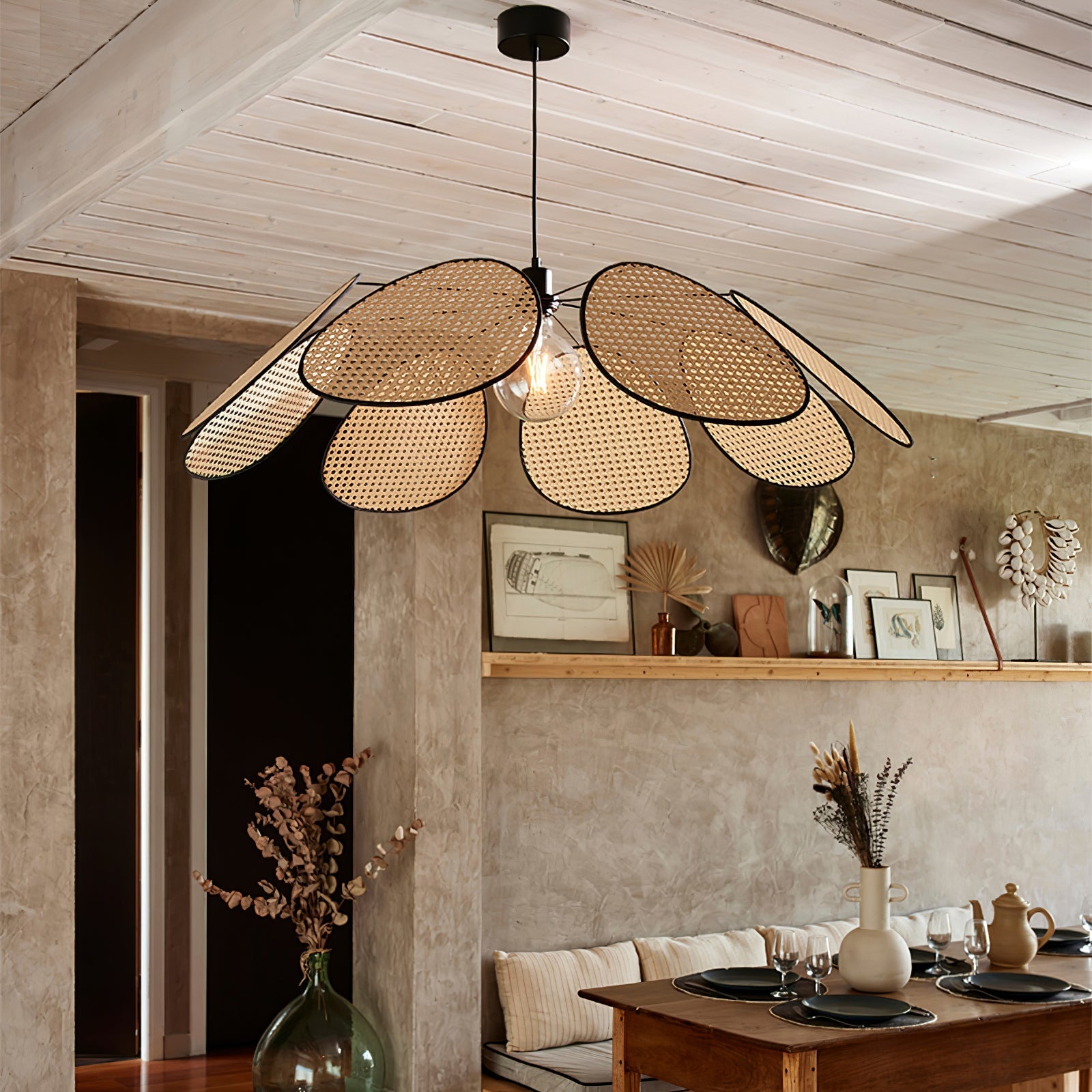 Orvara Blossom Petal Rattan Pendant Lamp - Letslighting