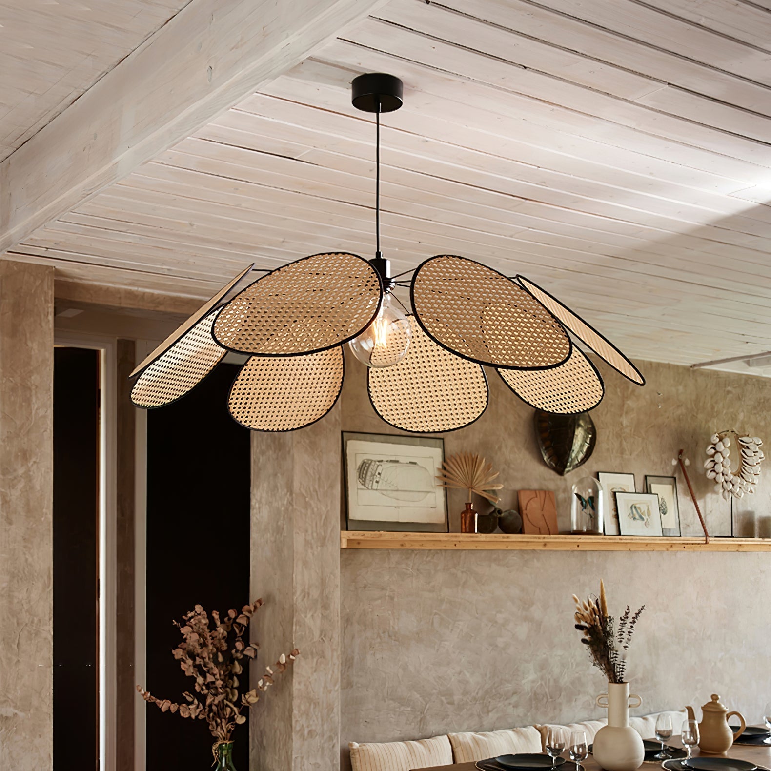 Orvara Blossom Petal Rattan Pendant Lamp - Letslighting