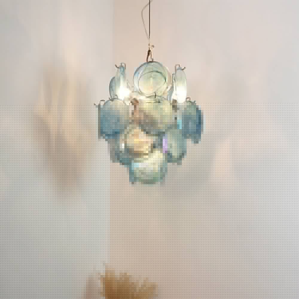 Aurora Chandelier Blue Murano Glass Disc Vintage - Letslighting