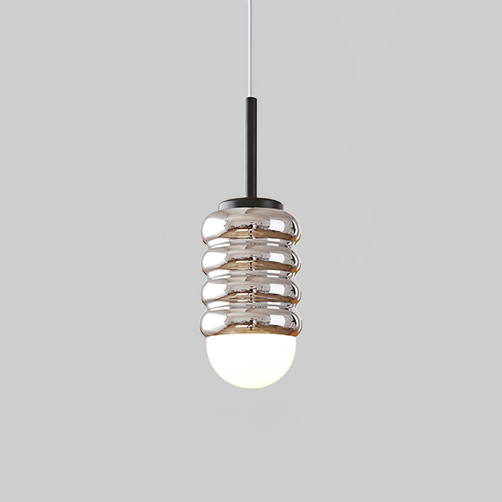 Pendant Lamp Ribbed Ceramic Shade Brass Warm Midcentury - Letslighting