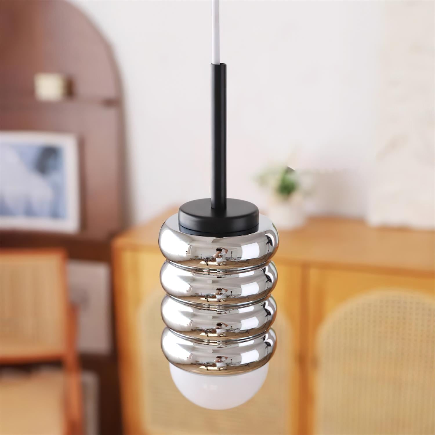 Pendant Lamp Ribbed Ceramic Shade Brass Warm Midcentury - Letslighting