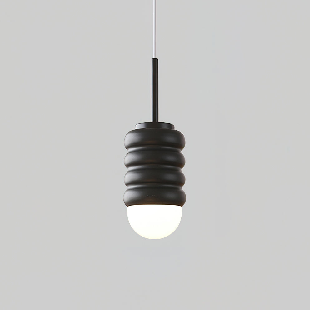 Pendant Lamp Ribbed Ceramic Shade Brass Warm Midcentury - Letslighting