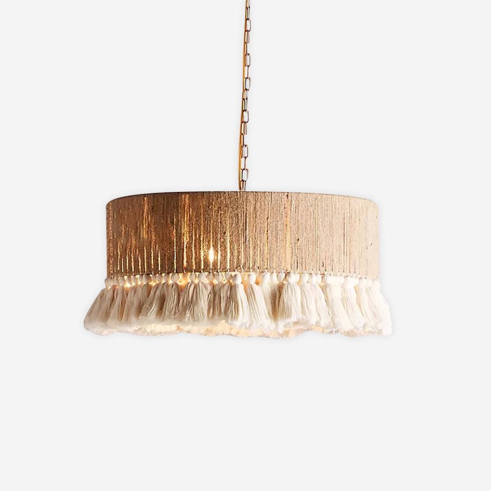Pendant Lamp Cotton Yarn Shade Ruffled Fringe Boho Handmade - Letslighting