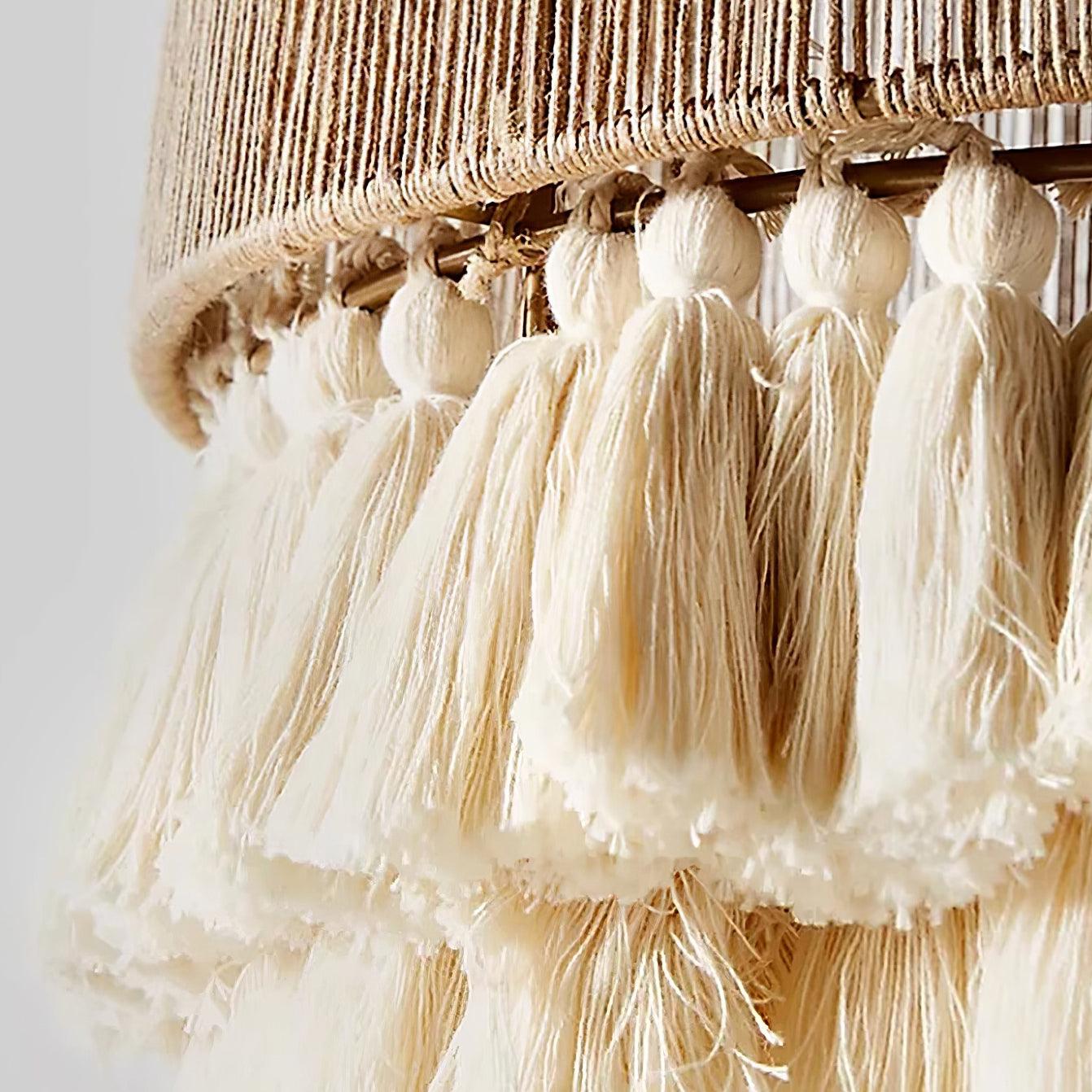Pendant Lamp Cotton Yarn Shade Ruffled Fringe Boho Handmade - Letslighting