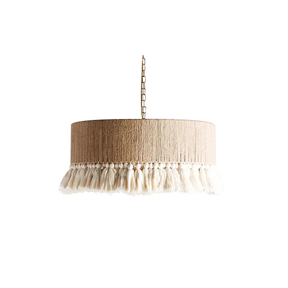 Pendant Lamp Cotton Yarn Shade Ruffled Fringe Boho Handmade - Letslighting