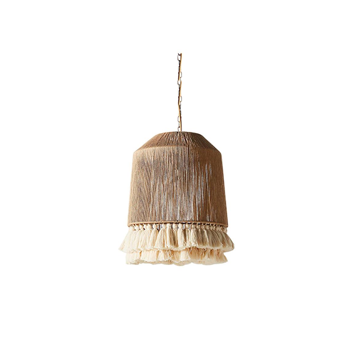 Pendant Lamp Cotton Yarn Shade Ruffled Fringe Boho Handmade - Letslighting