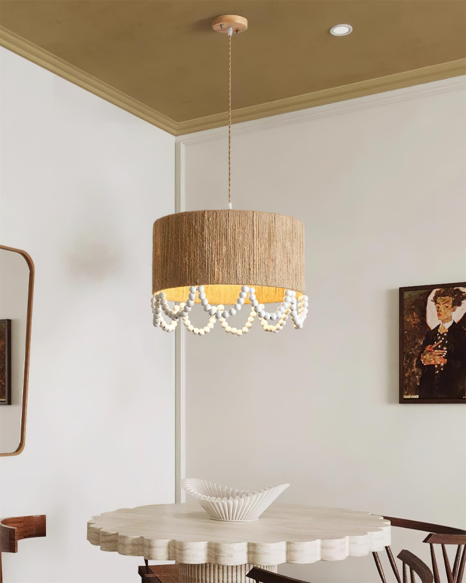 Boho Dona Pendant Lamp Natural Fringe Organic - Letslighting