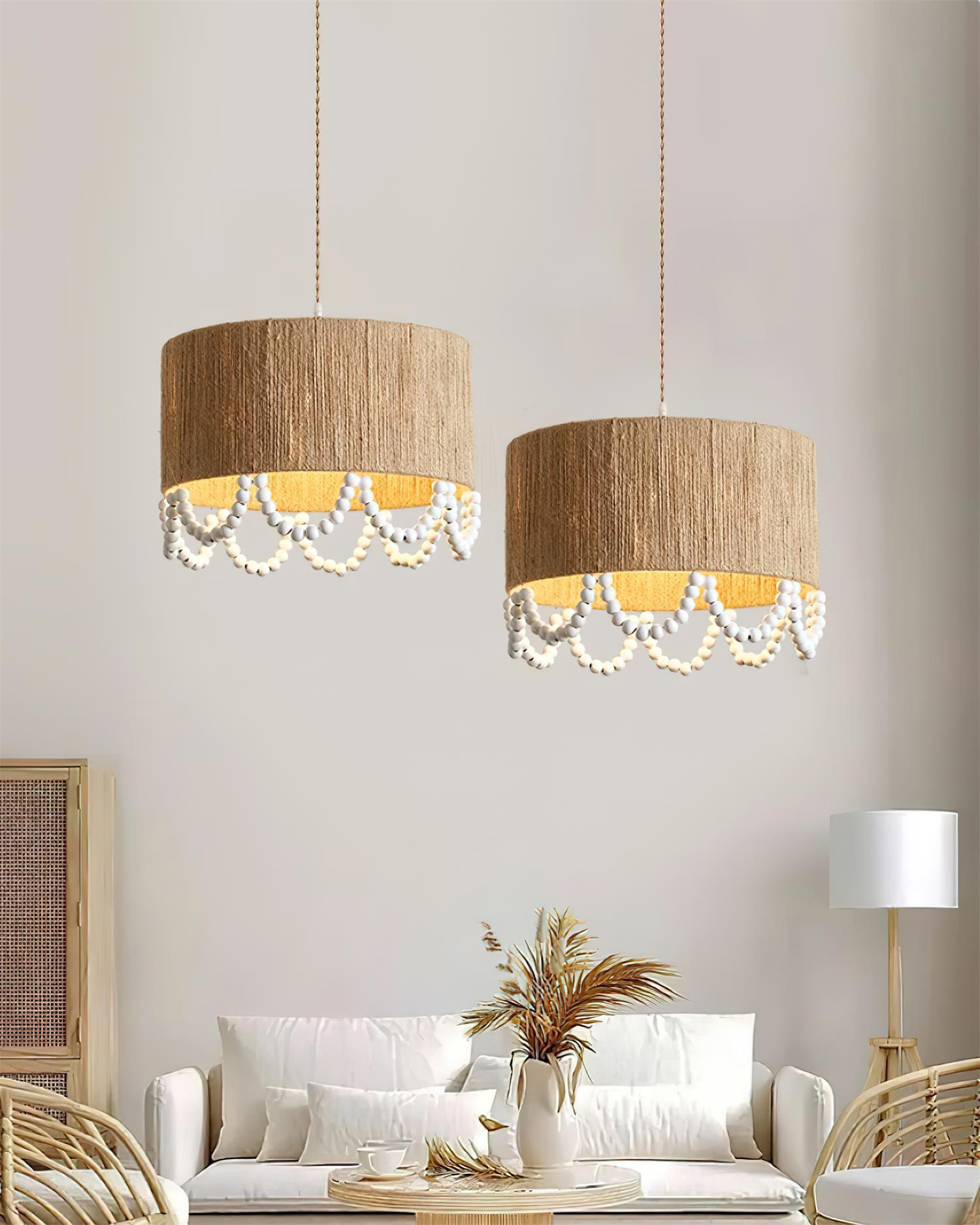 Boho Dona Pendant Lamp Natural Fringe Organic - Letslighting