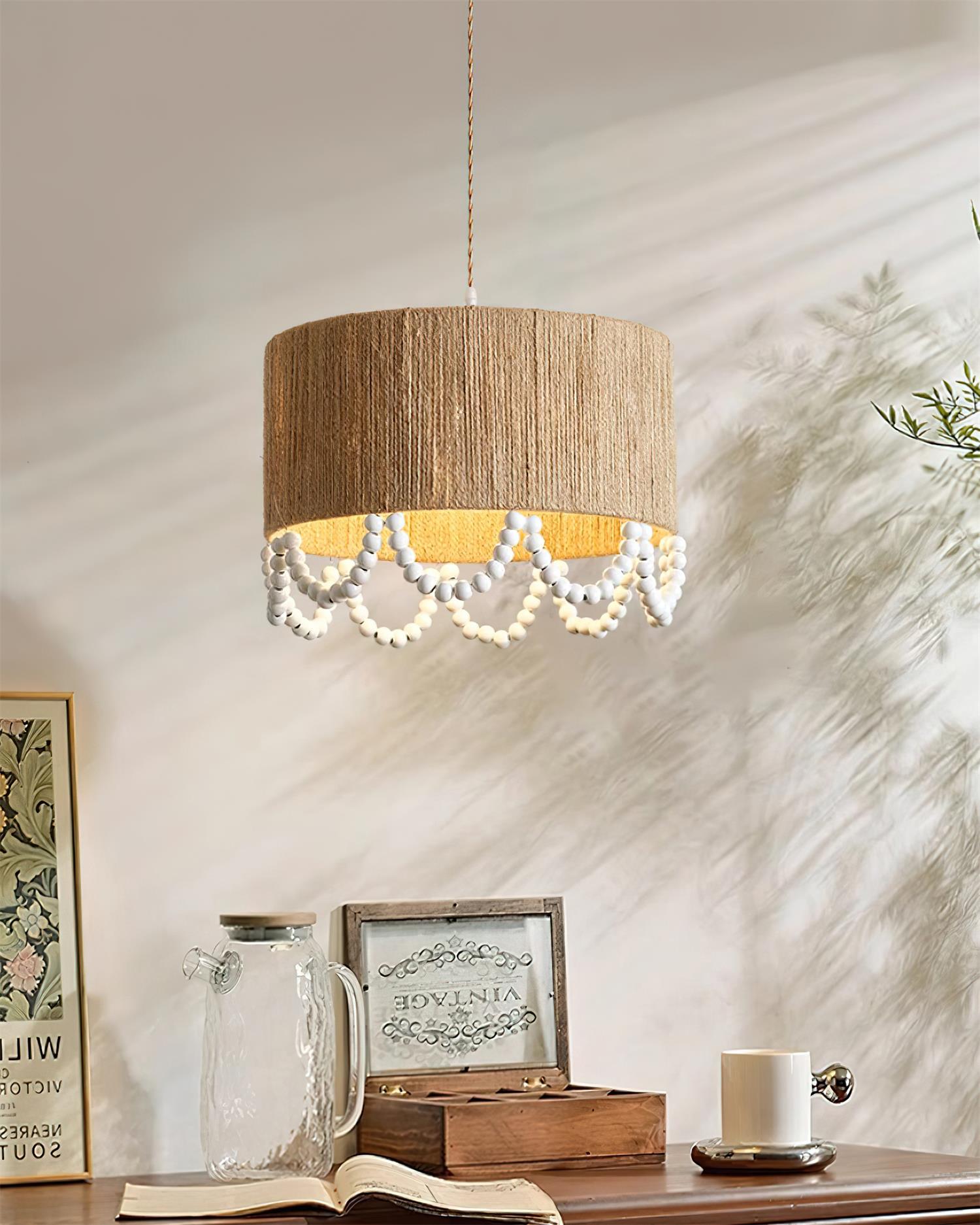 Boho Dona Pendant Lamp Natural Fringe Organic - Letslighting