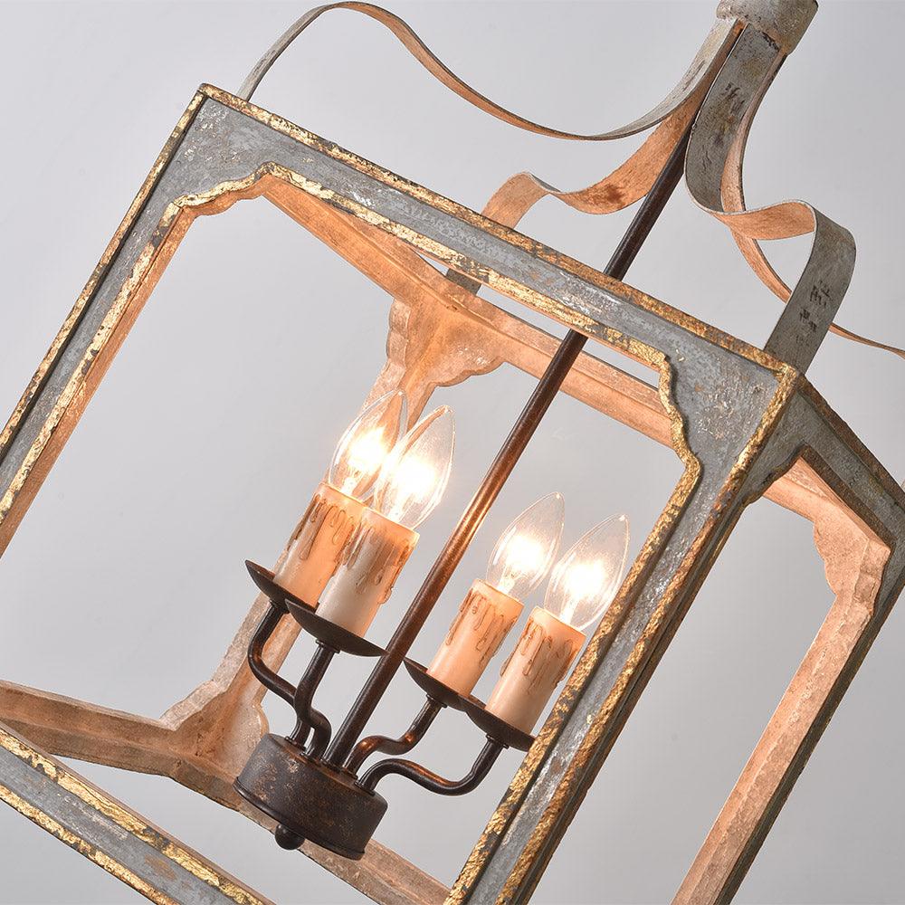 Lustra Chandelier Rustic Cube Vintage Frame - Letslighting
