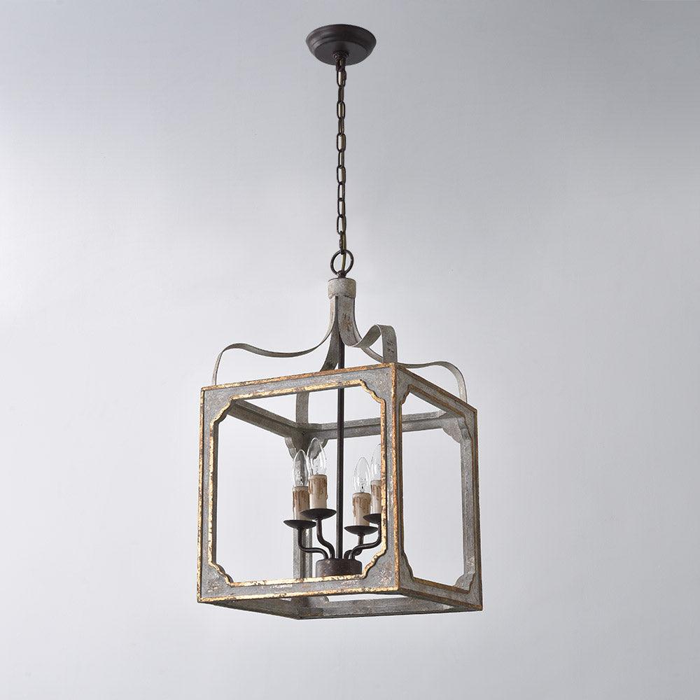 Lustra Chandelier Rustic Cube Vintage Frame - Letslighting