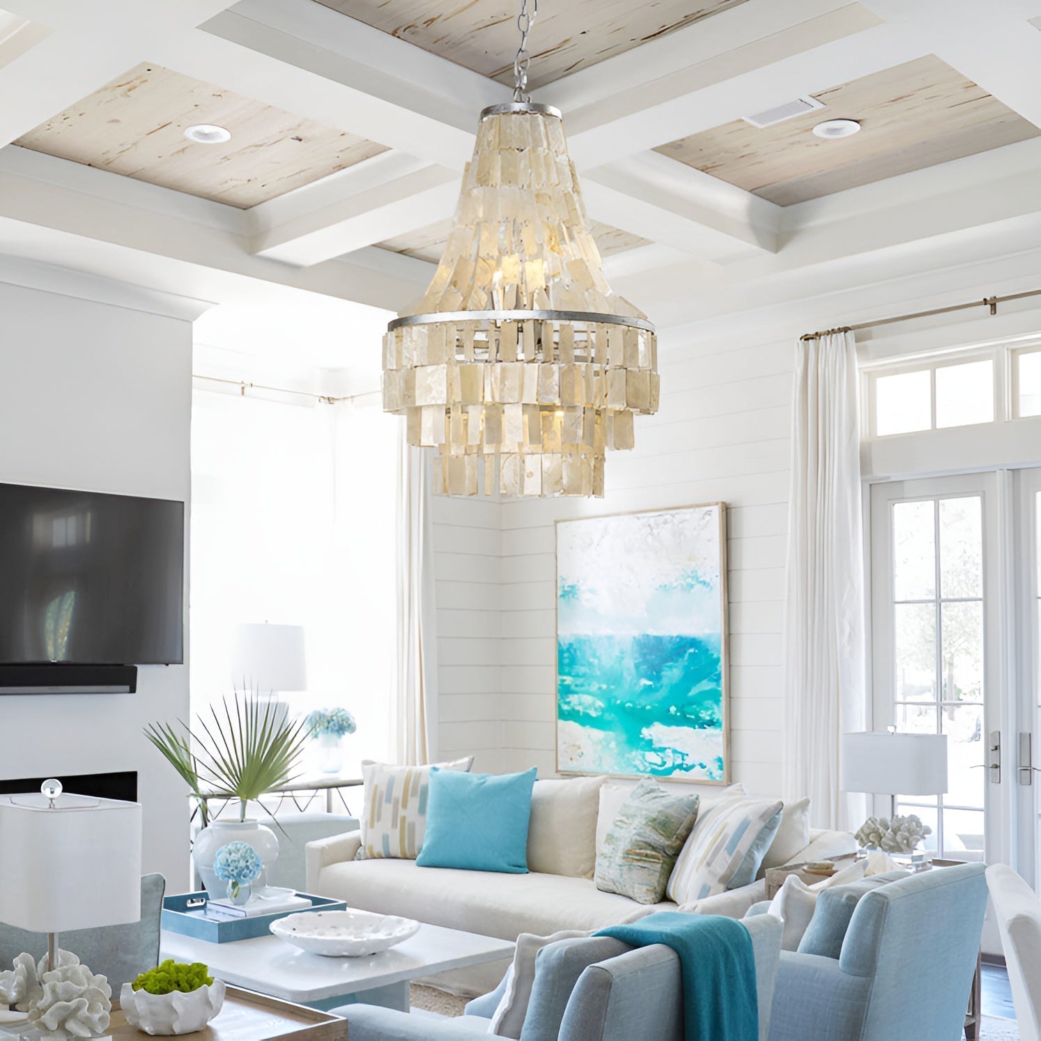 Aurora Chandelier Boho Shell Tiered - Letslighting