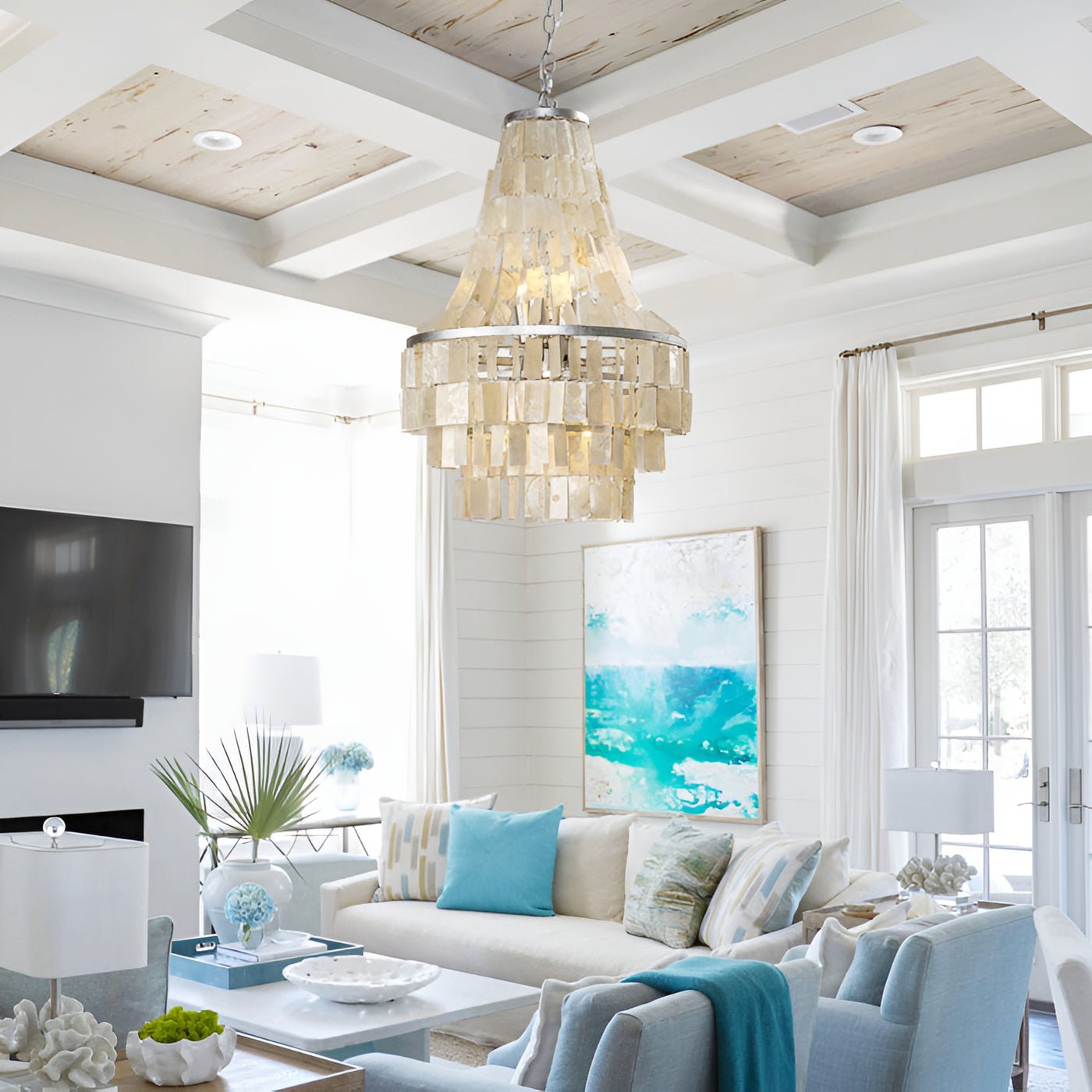 Aurora Chandelier Boho Shell Tiered - Letslighting