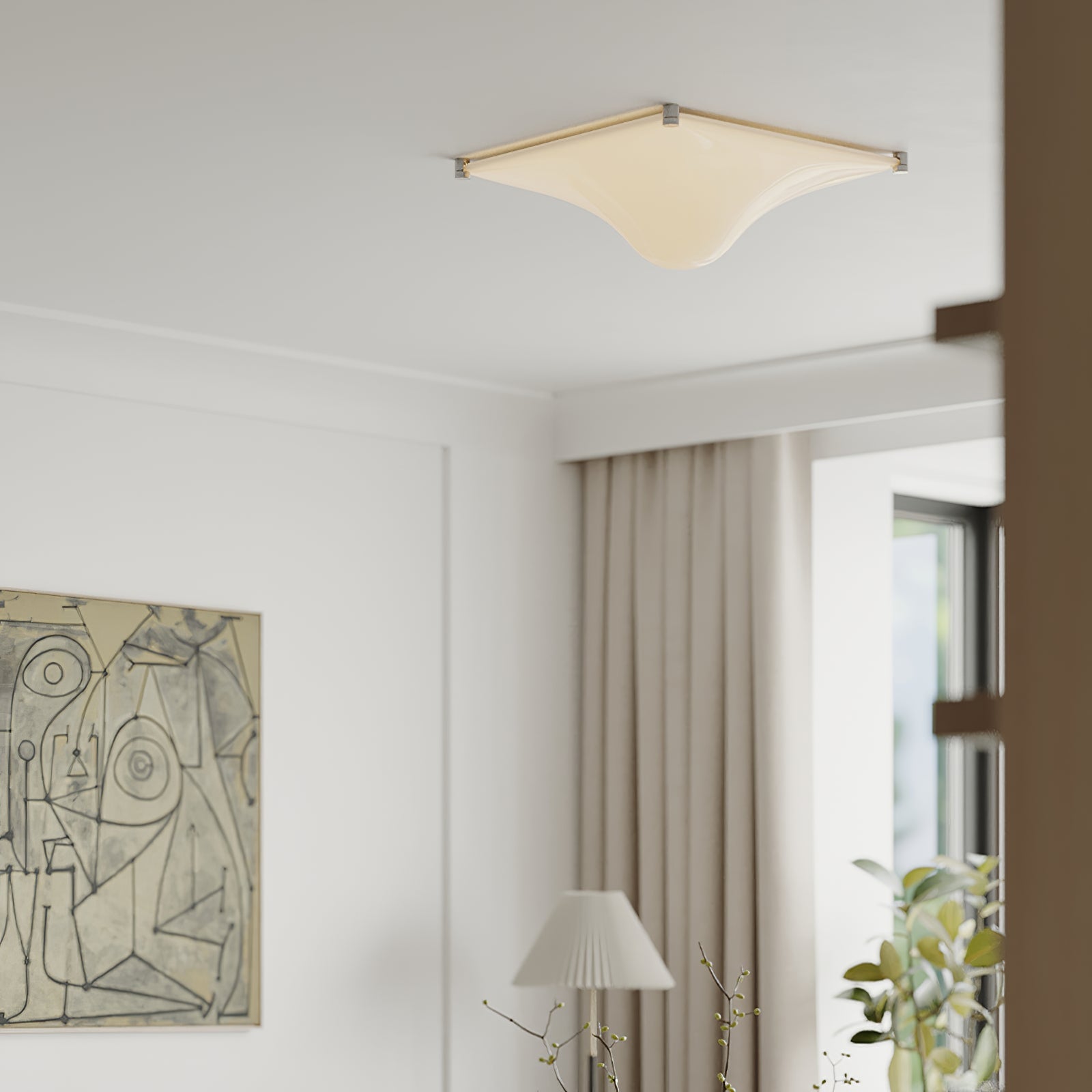 Bolla Ceiling Lamp Curved Triangle Shade Minimalist - Letslighting