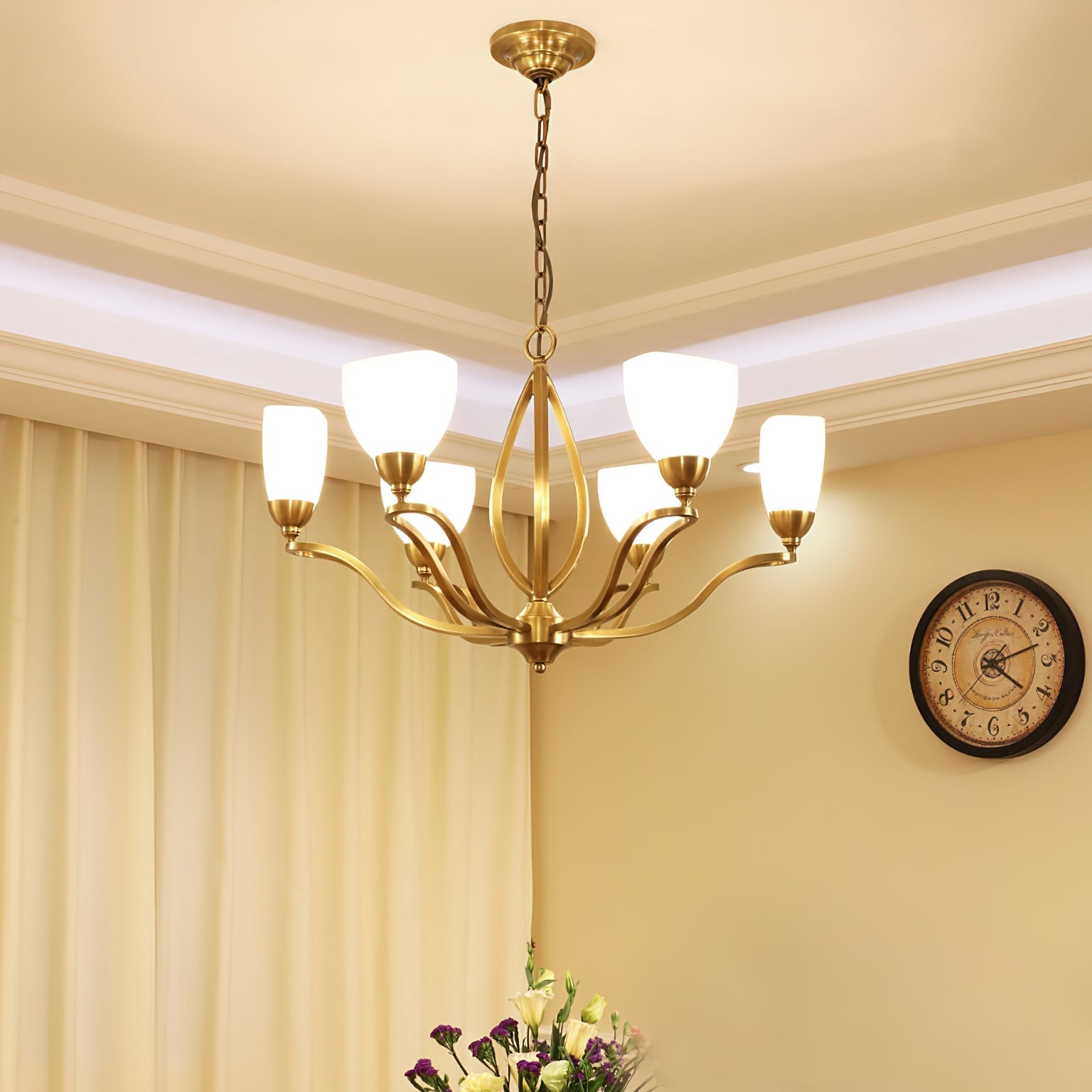 Dvaluvyj Postmodern Luxury Brass Glass Chandelier - Letslighting