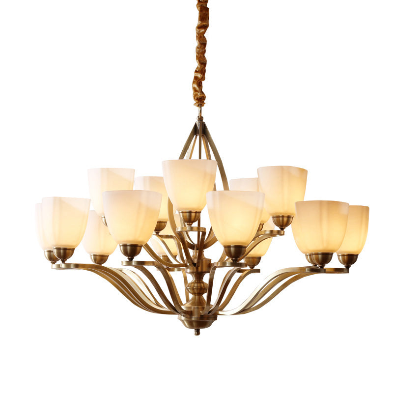 Dvaluvyj Postmodern Luxury Brass Glass Chandelier - Letslighting