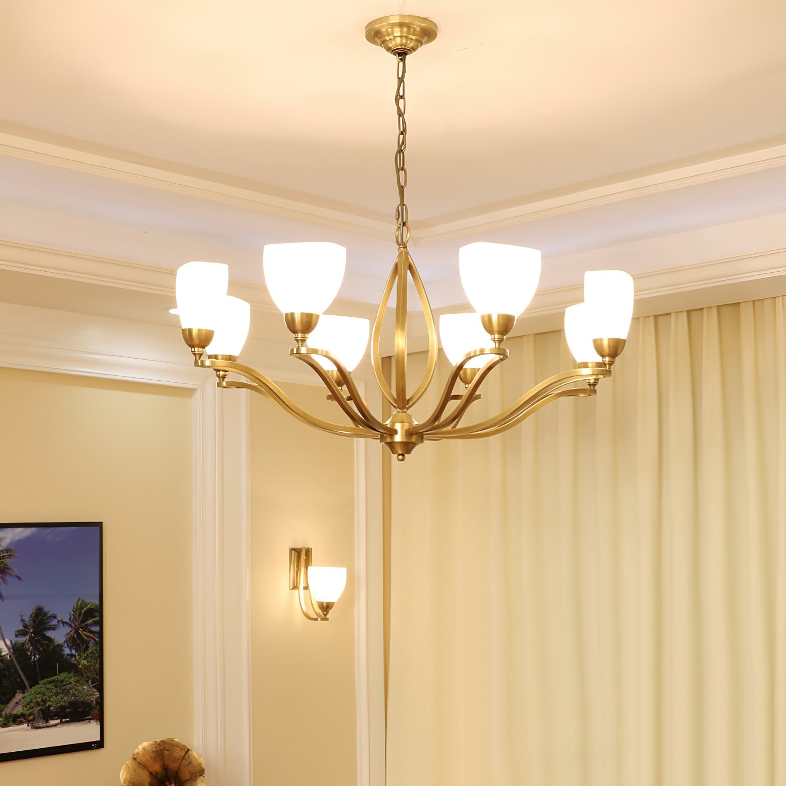 Dvaluvyj Postmodern Luxury Brass Glass Chandelier - Letslighting