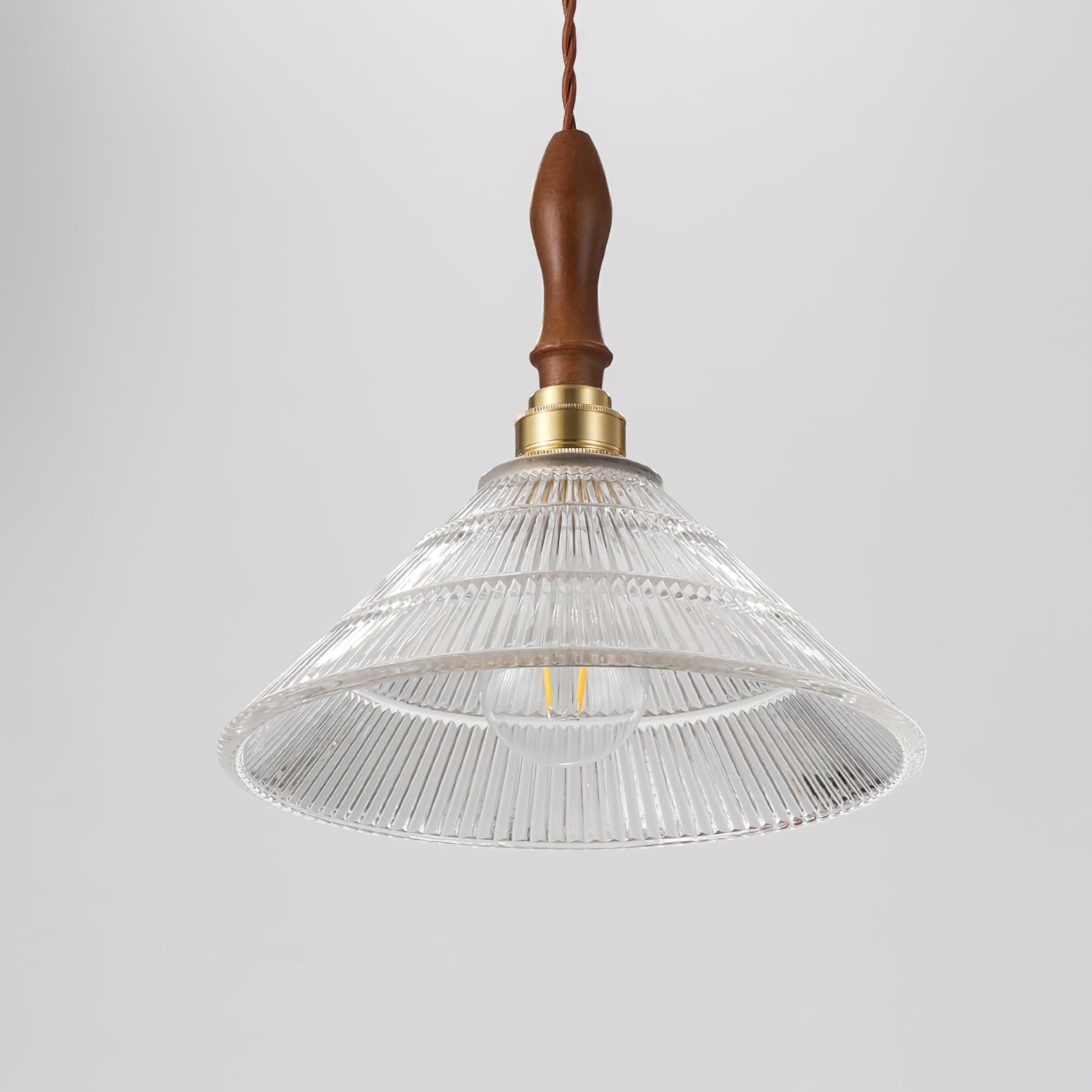 Arcara Vintage Ripple Glass Wood Pendant Lamp - Letslighting