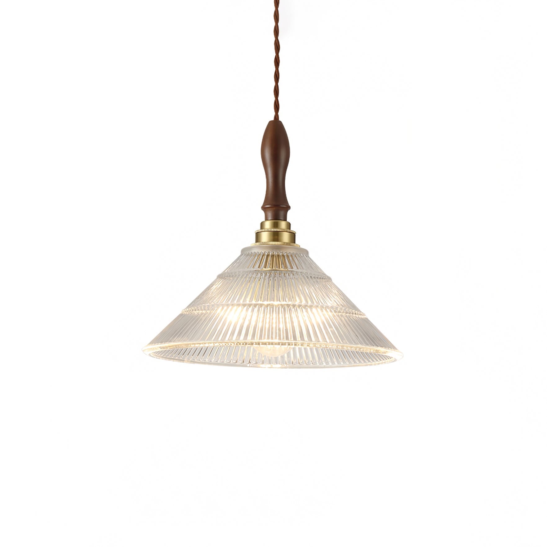 Arcara Vintage Ripple Glass Wood Pendant Lamp - Letslighting