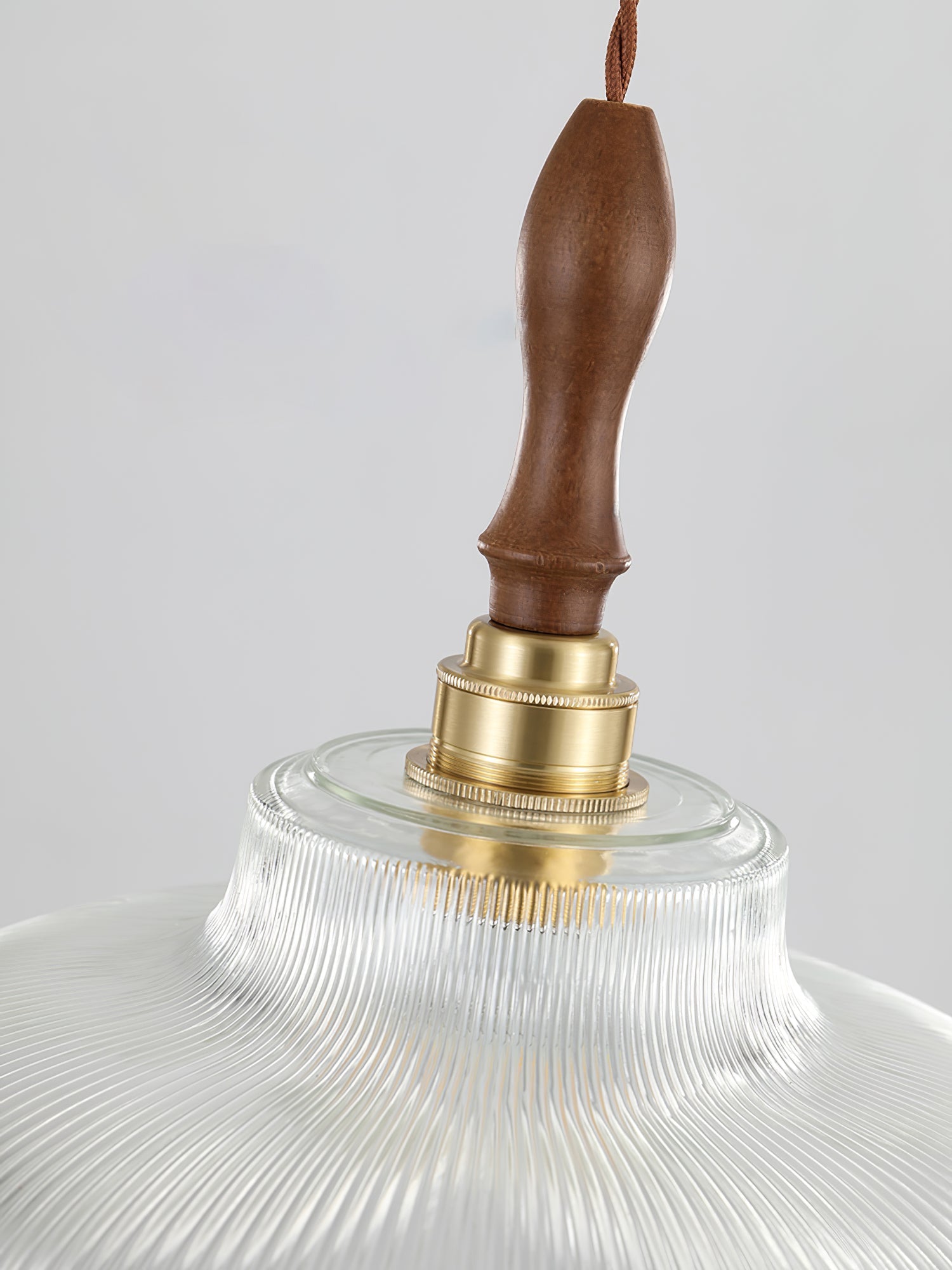 Arcara Vintage Ripple Glass Wood Pendant Lamp - Letslighting