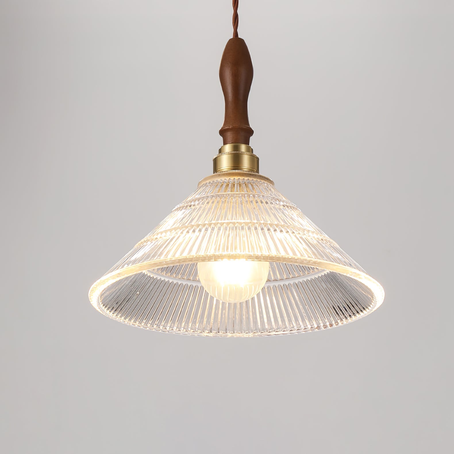 Arcara Vintage Ripple Glass Wood Pendant Lamp - Letslighting