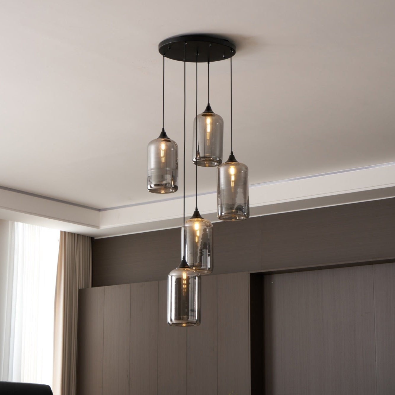 Valentina Minimalist Bottle Glass Pendant Light Smoke Gray - Letslighting