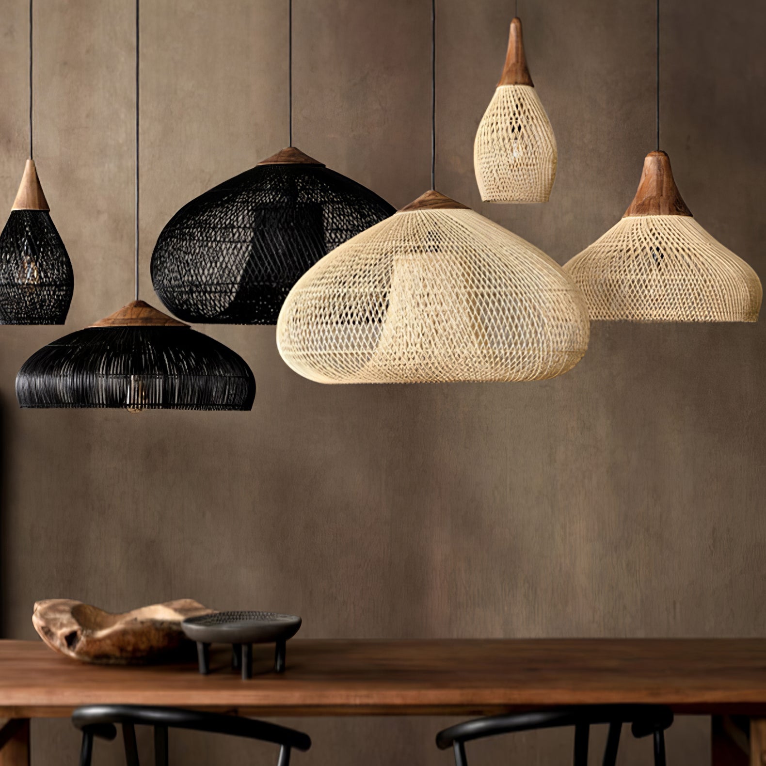 Solara Pendant Lamp Rattan Swag Woven - Letslighting