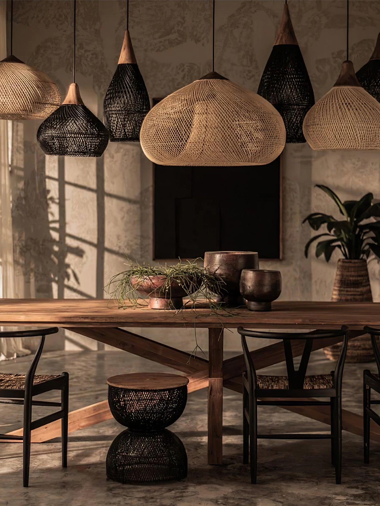 Solara Pendant Lamp Rattan Swag Woven - Letslighting