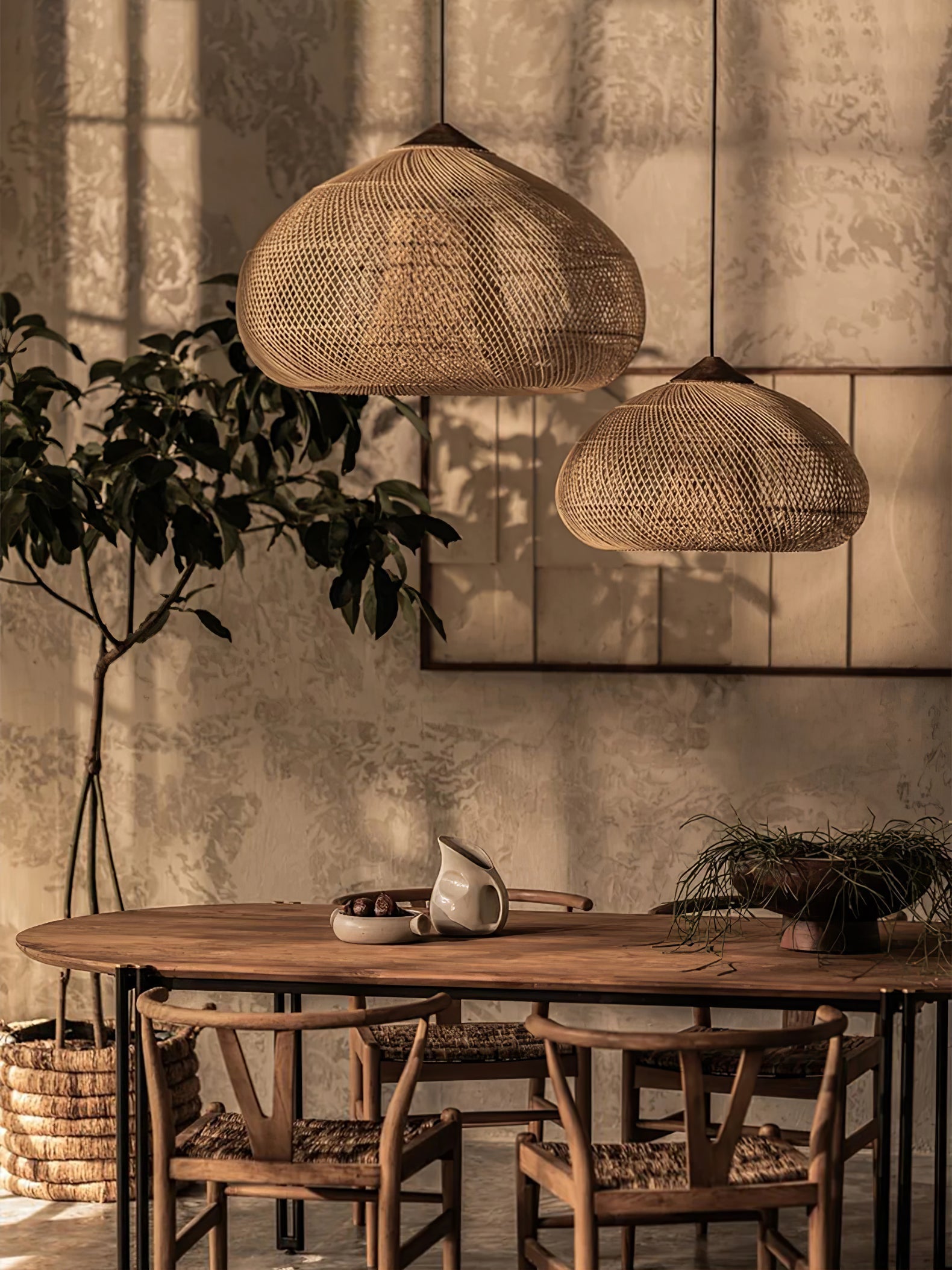 Solara Pendant Lamp Rattan Swag Woven - Letslighting