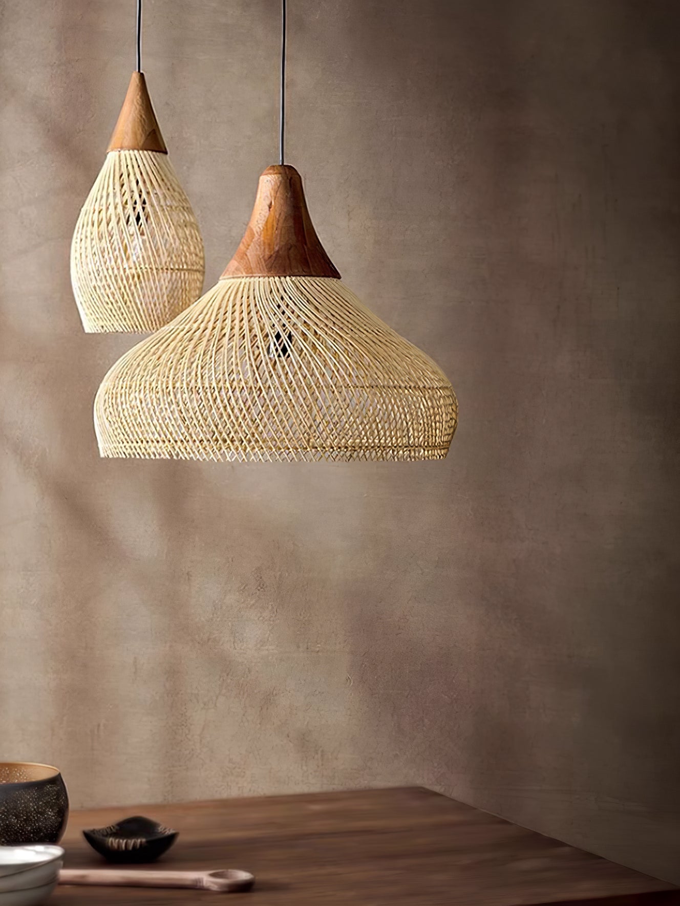 Solara Pendant Lamp Rattan Swag Woven - Letslighting