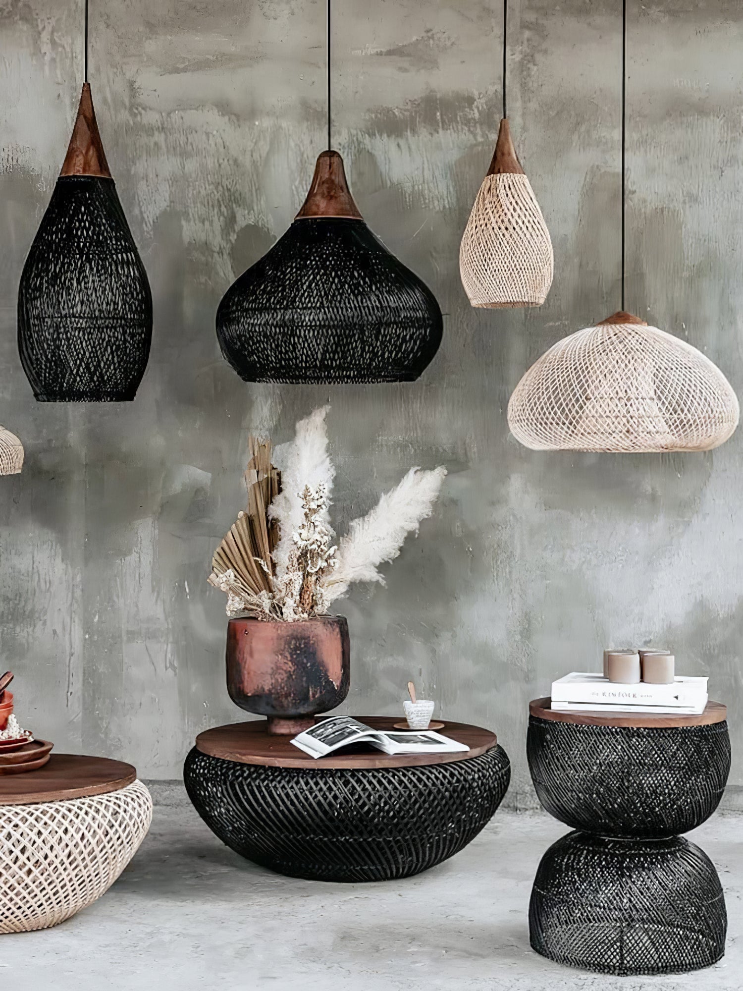 Solara Pendant Lamp Rattan Swag Woven - Letslighting
