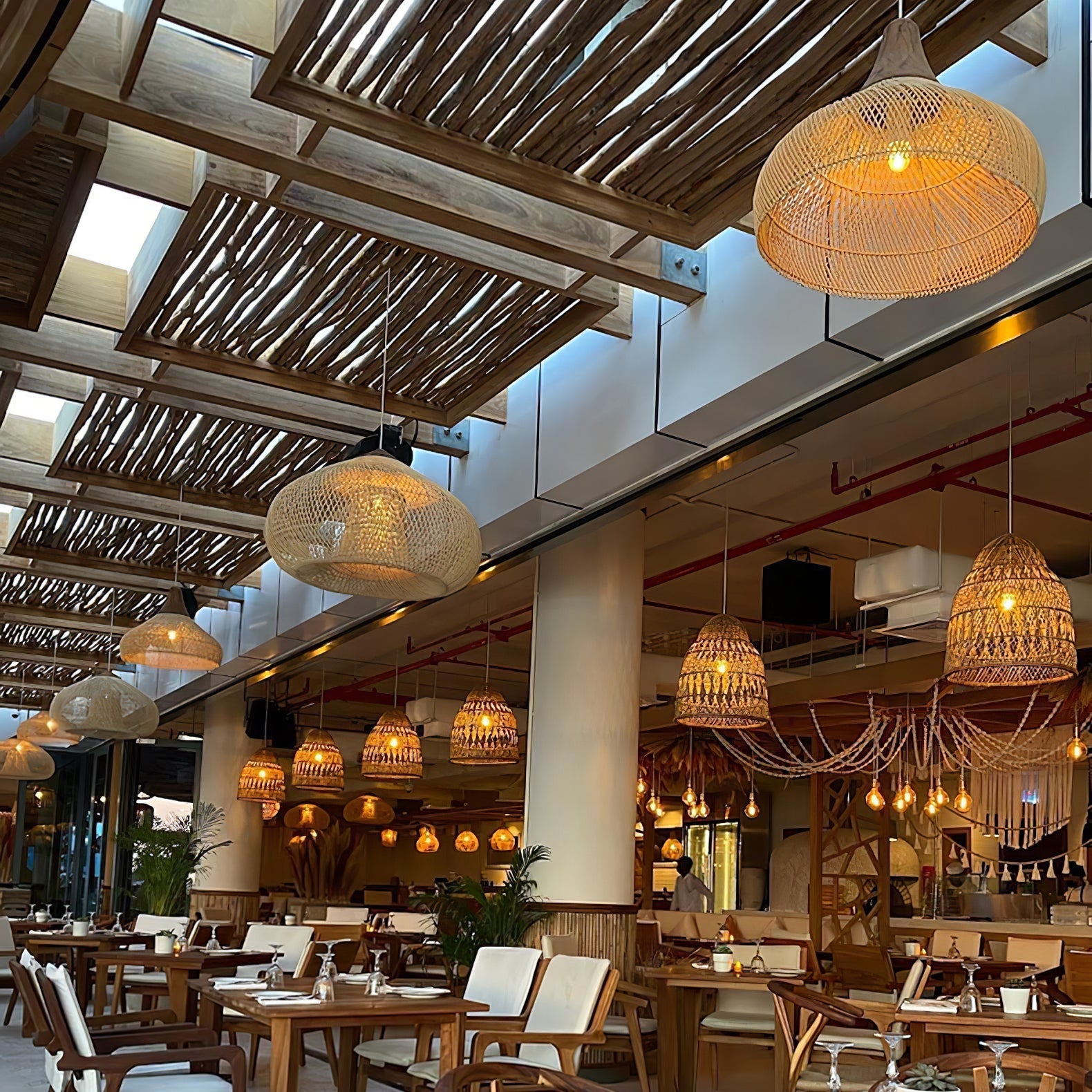 Solara Pendant Lamp Rattan Swag Woven - Letslighting