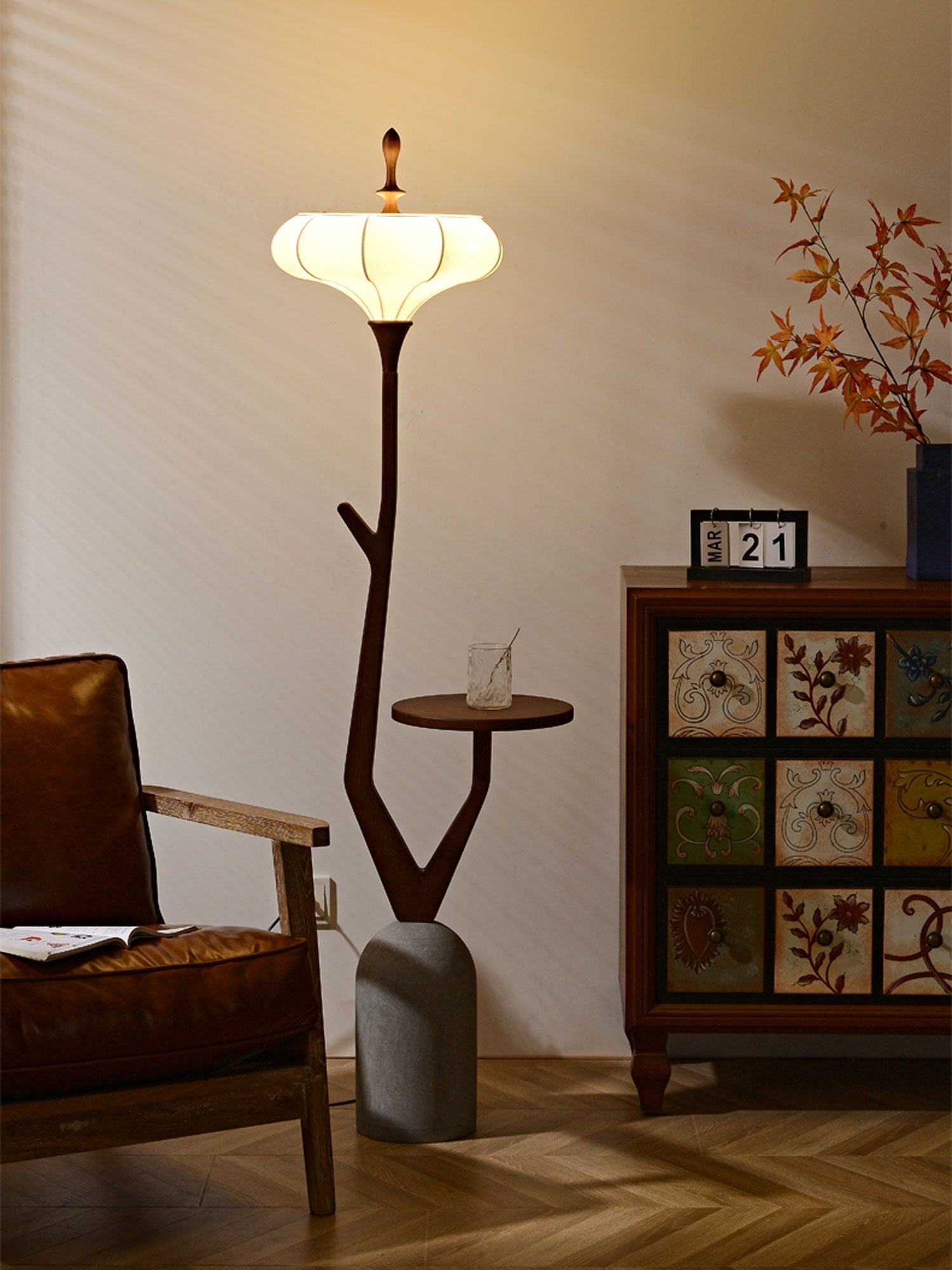 Branche Modern Wood & Fabric Floor Lamp