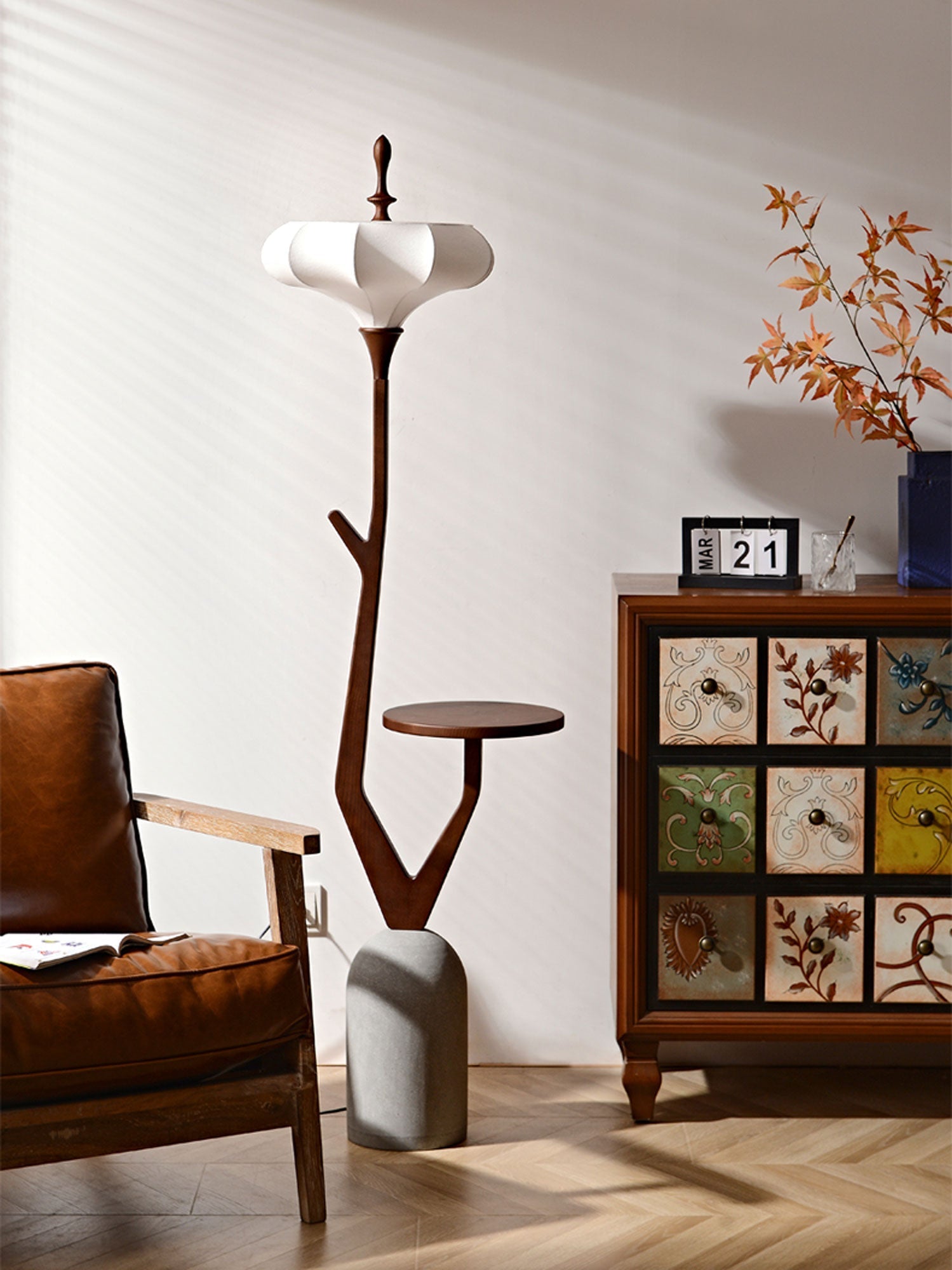 Branche Modern Wood & Fabric Floor Lamp