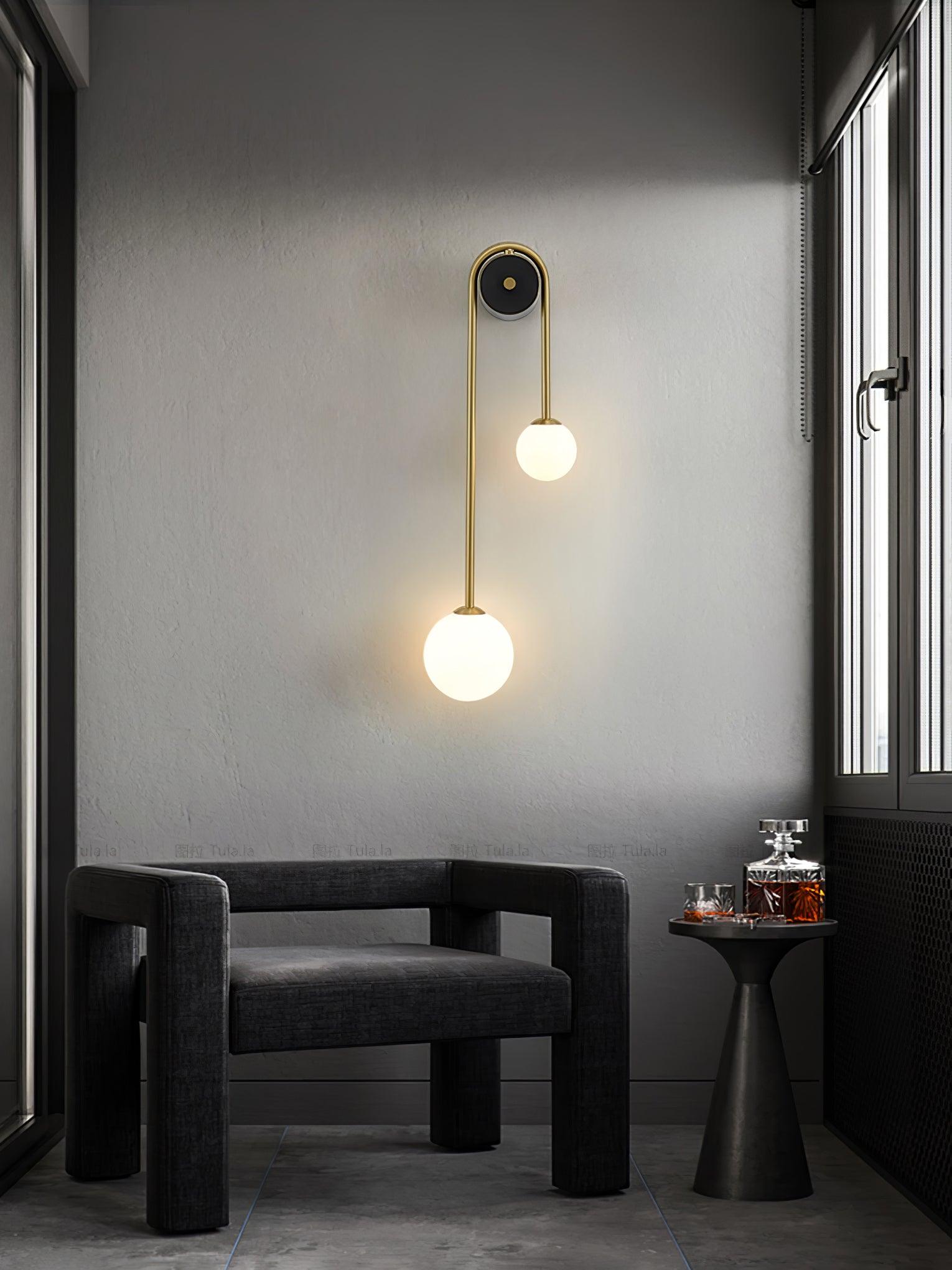 Kim Modern Minimalist Arc Brass Glass Wall Light - Letslighting