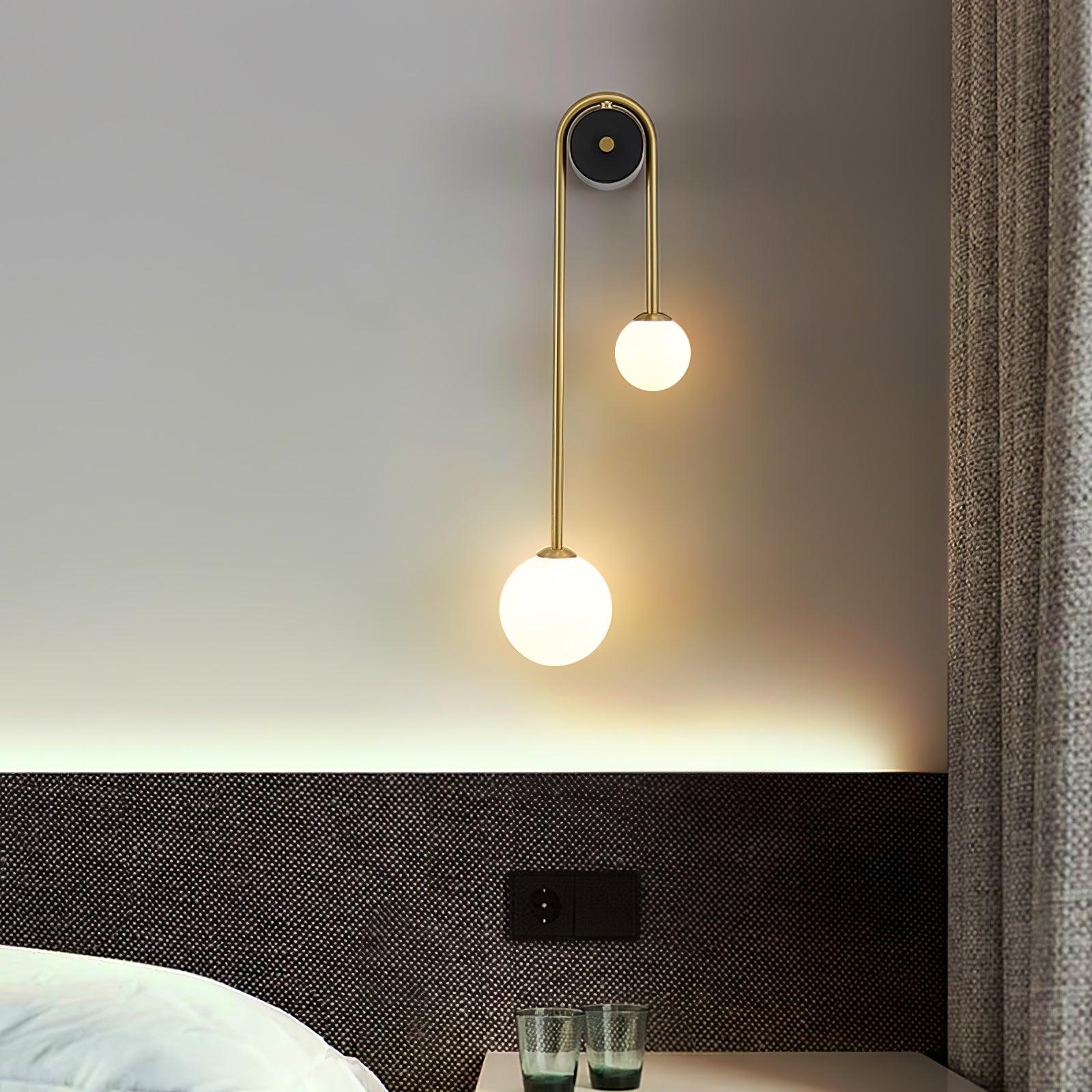 Kim Modern Minimalist Arc Brass Glass Wall Light - Letslighting