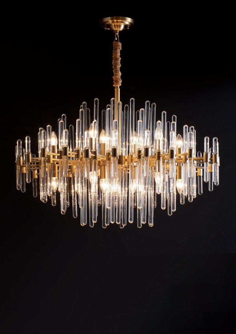 Solara Chandelier Antique Brass Starburst - Letslighting