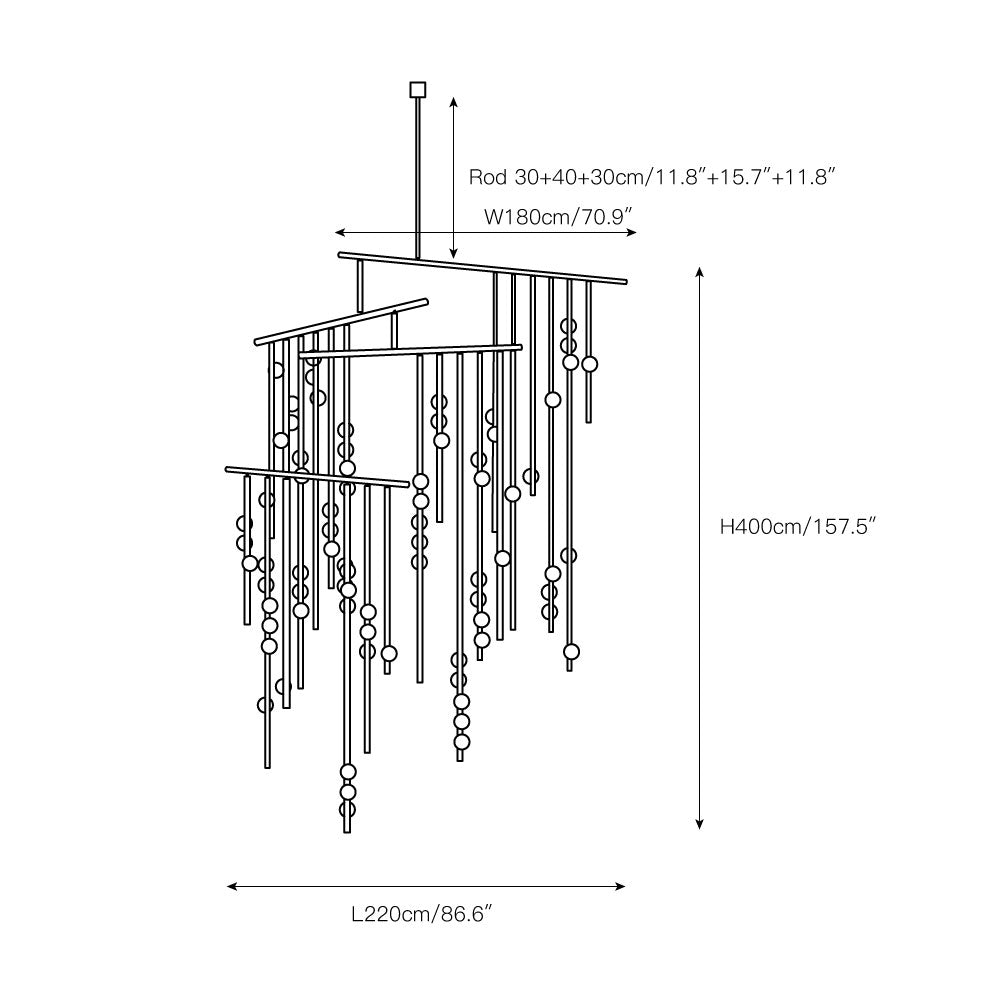 Orbis Modern Minimalist Drop System Antique Glass Chandelier - Letslighting