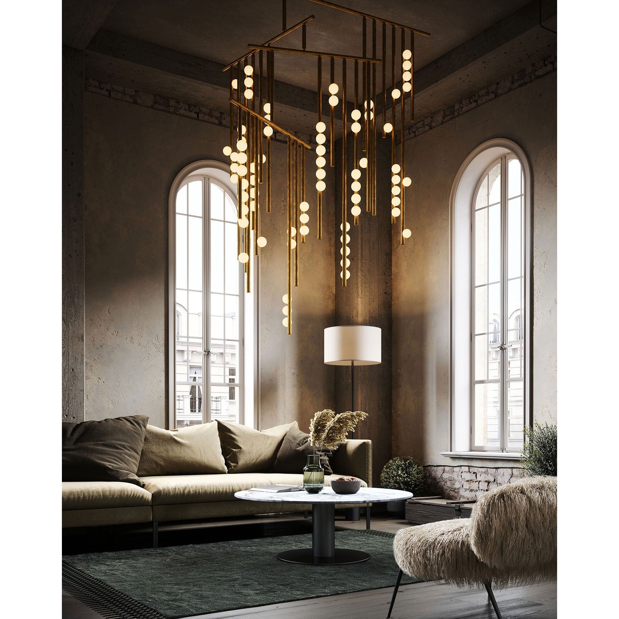 Orbis Modern Minimalist Drop System Antique Glass Chandelier - Letslighting