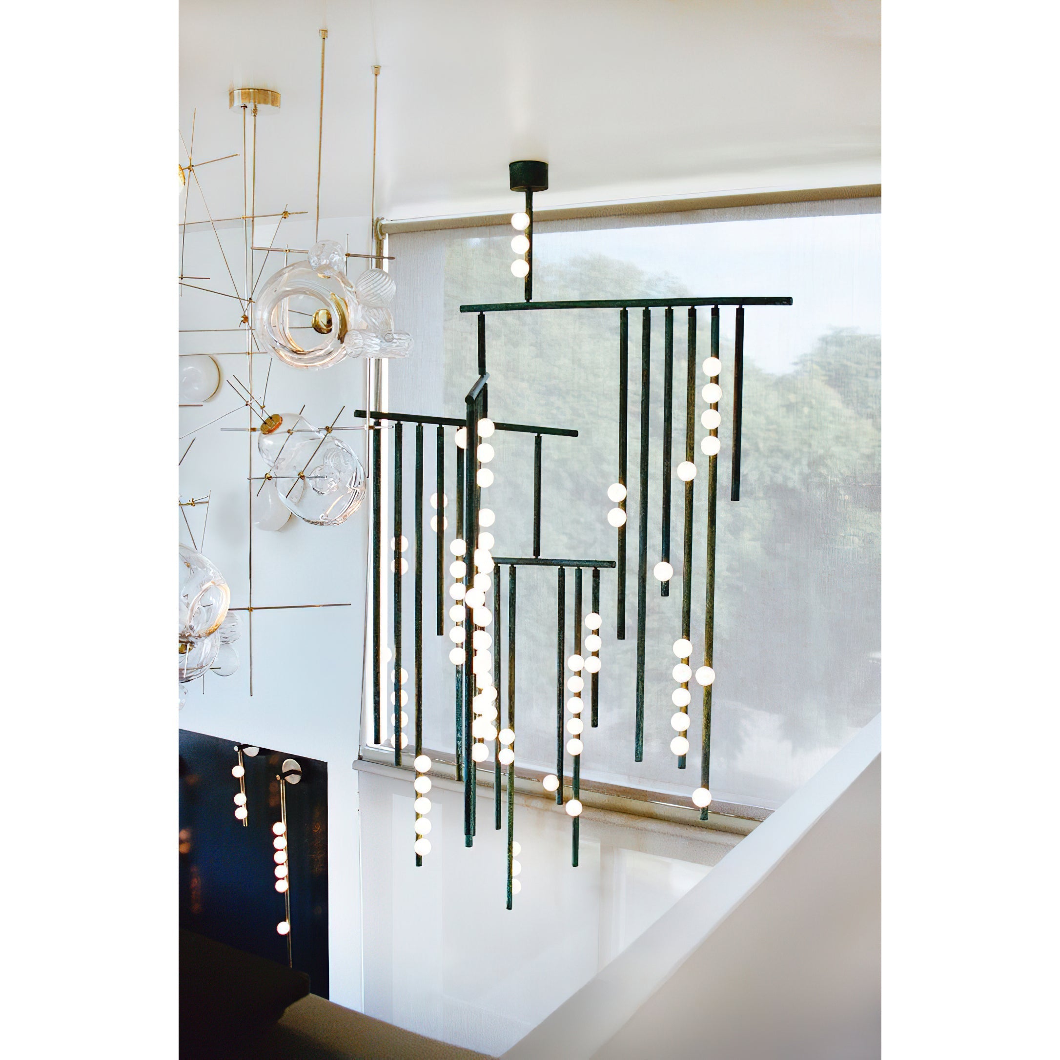 Orbis Modern Minimalist Drop System Antique Glass Chandelier - Letslighting