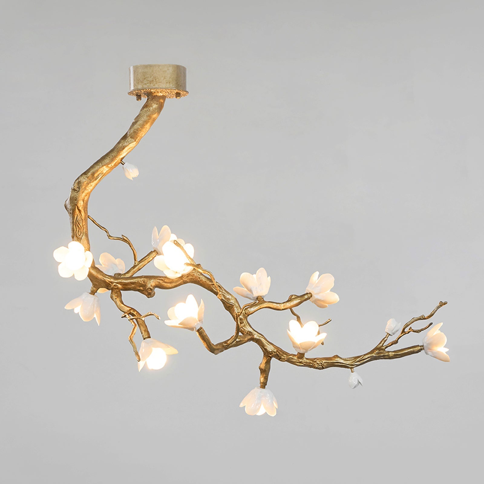 Lustra Chandelier Brass Flower Branch Natural - Letslighting