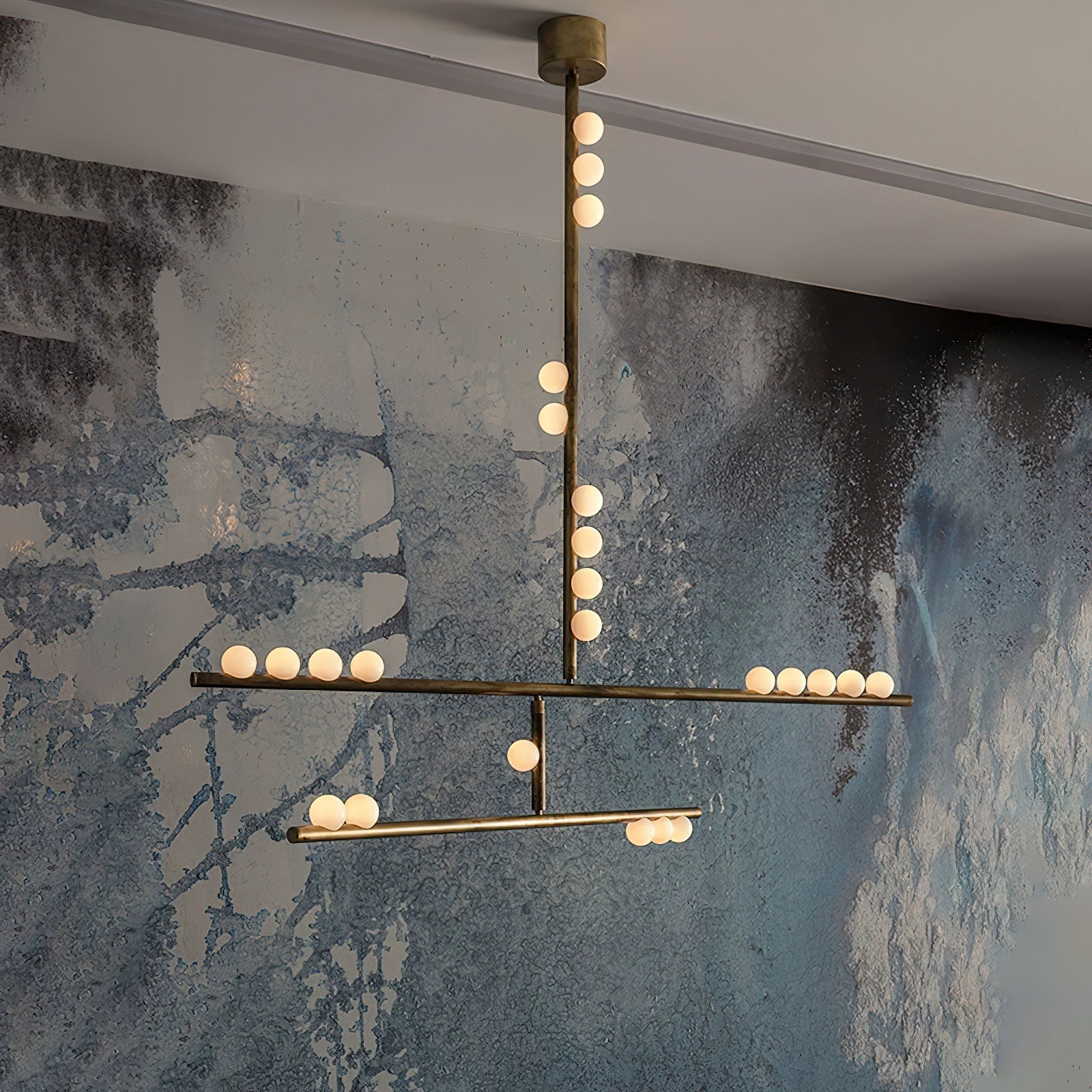 Eurzoris Geometric Brass Linear Pendant Light Chandelier - Letslighting