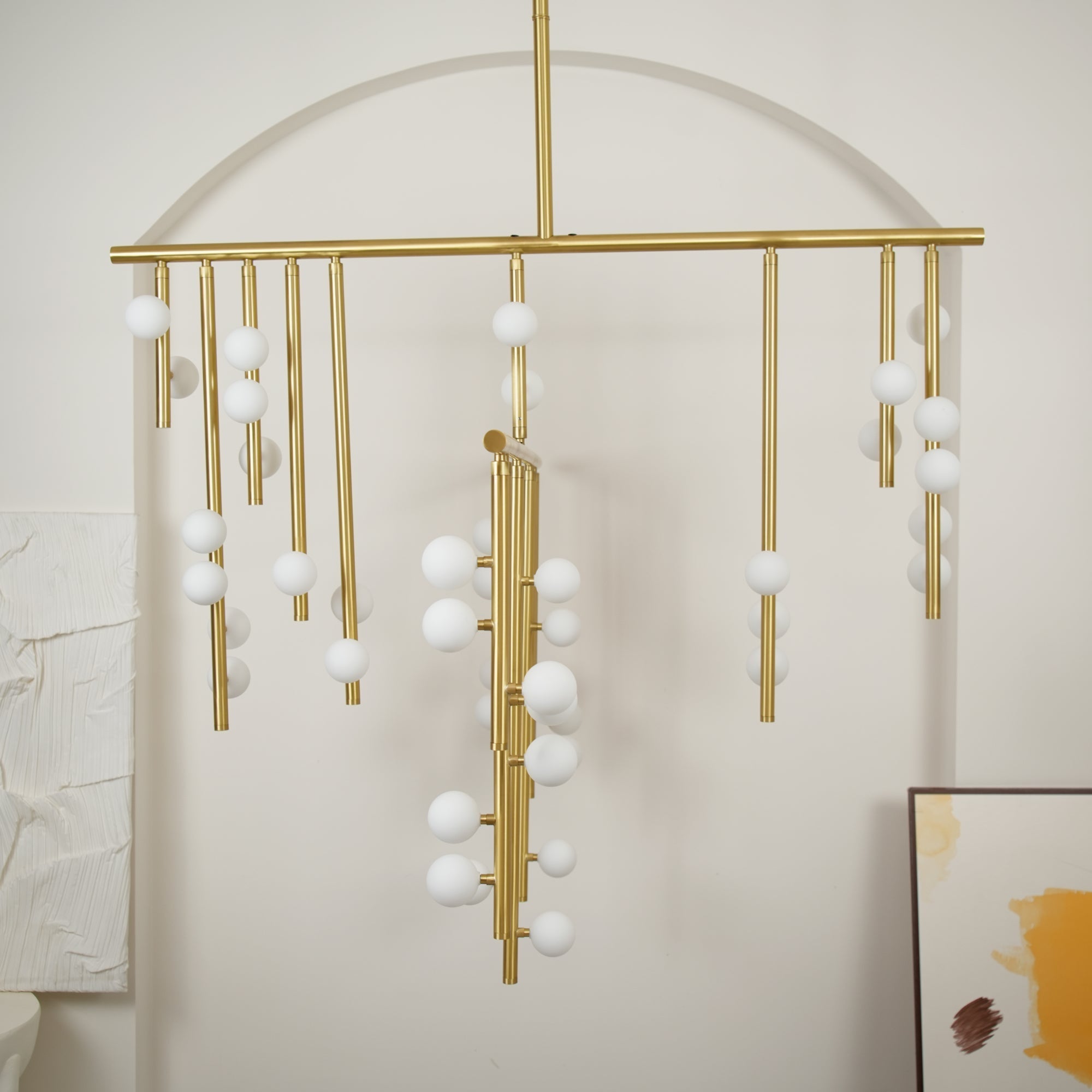 Eurzoris Geometric Brass Linear Pendant Light Chandelier - Letslighting