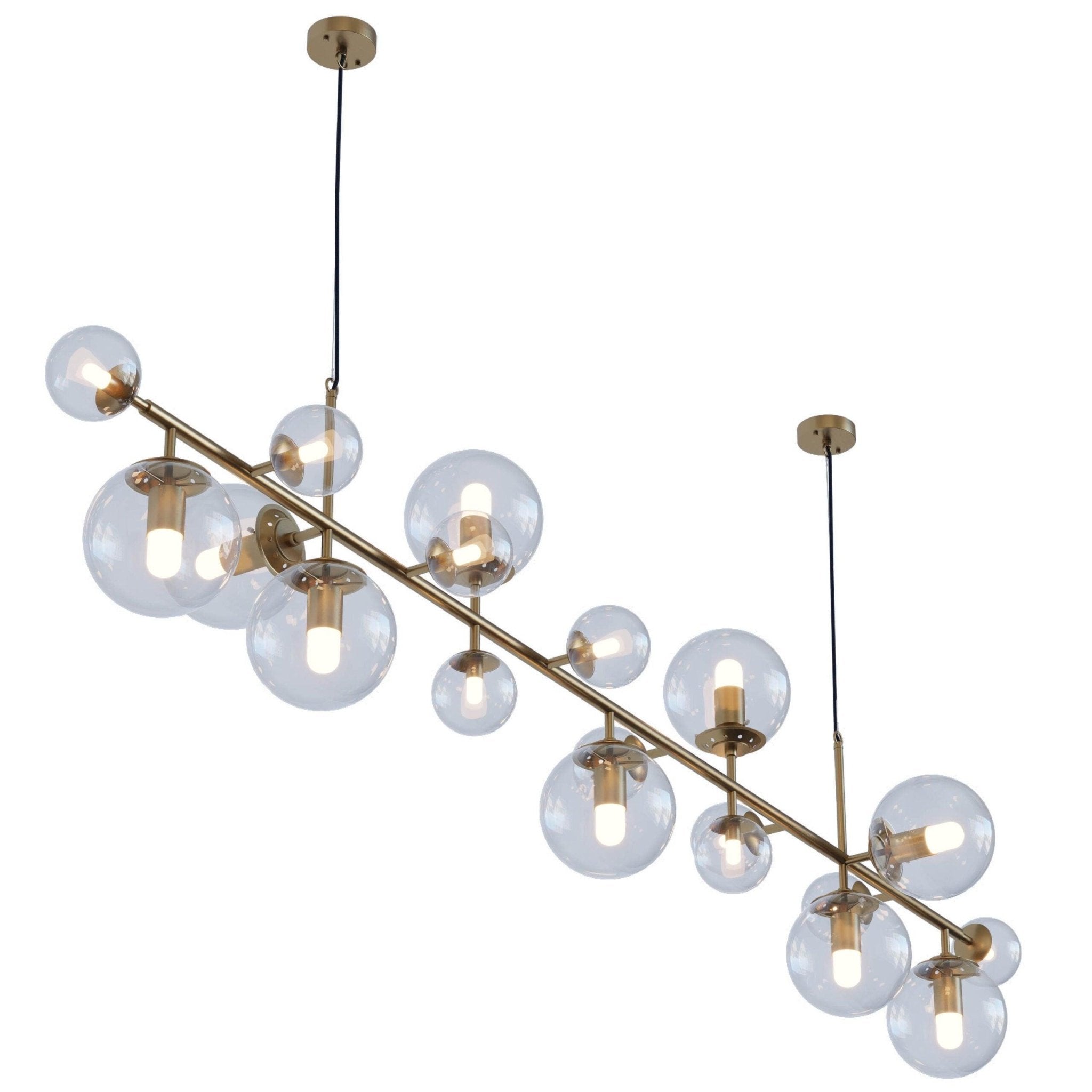Solara Chandelier Brass Glass Globe - Letslighting