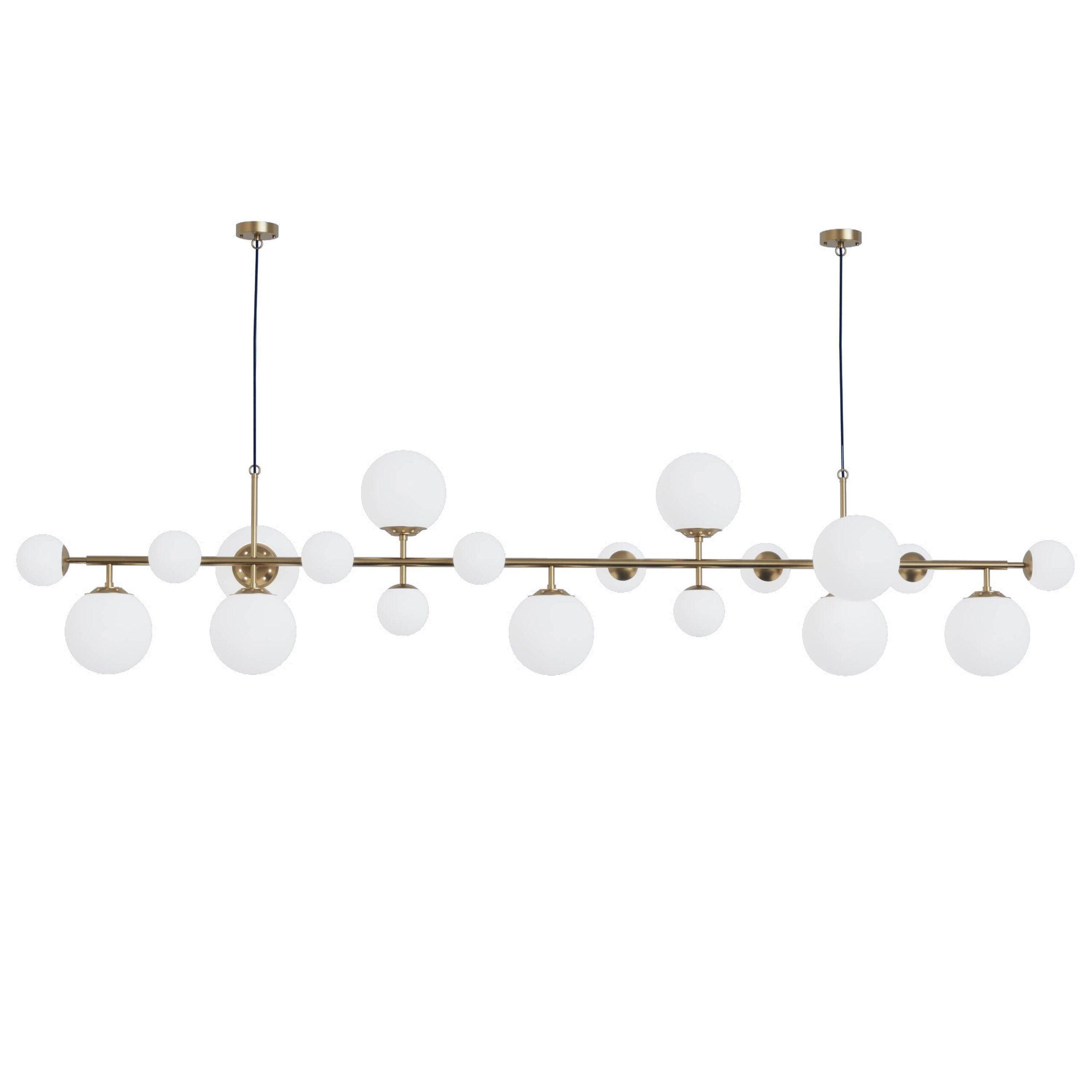 Solara Chandelier Brass Glass Globe - Letslighting