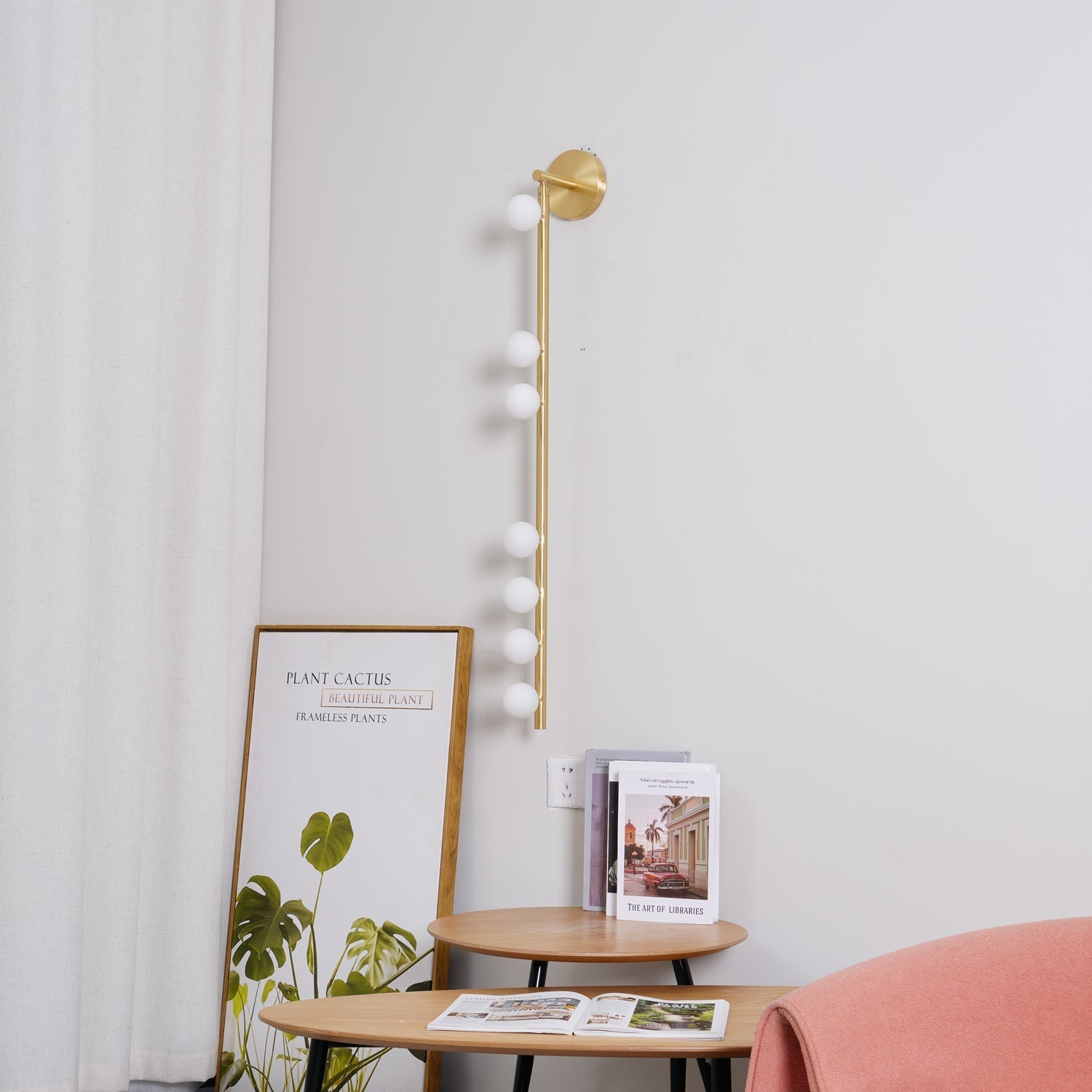 Pamela Tube Plug-in Brass Glass Wall Lamp - Letslighting